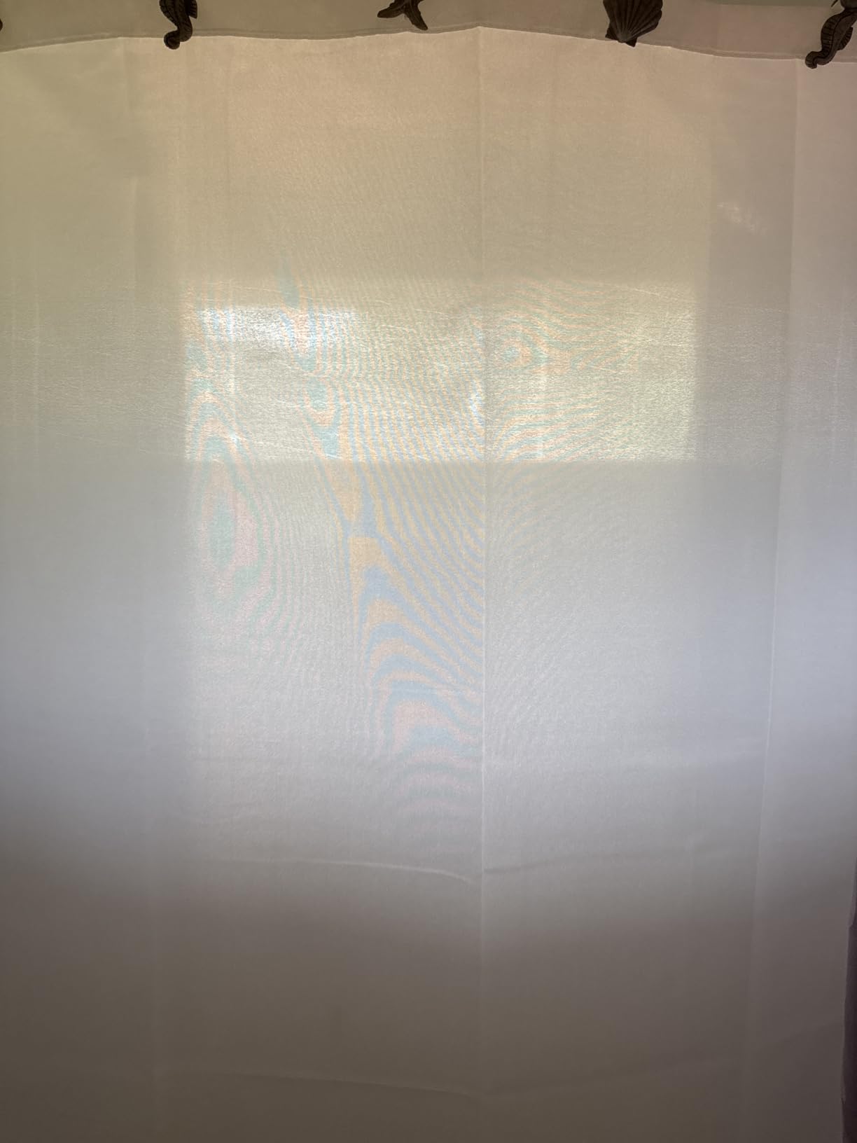 N&Y HOME Fabric Shower Curtain Liner with Magnets Standard Size, White customer photo 2