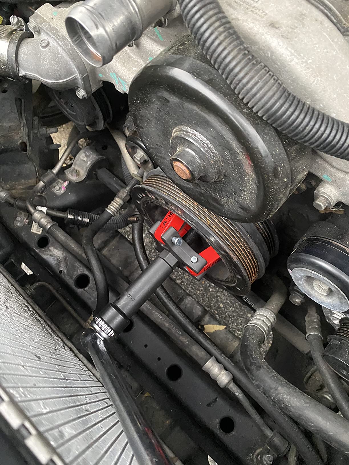 ARES 71002 - Harmonic Balancer Puller Kit - Adjustable 3-Jaw Puller Fits Most Late Model Automobiles & Trucks - Remove Damper Pulleys in Tight Engine Compartments Without Removing The Radiator customer photo 2