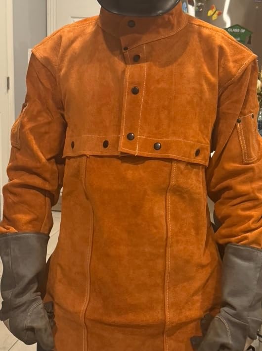 LeaSeek Leather Welding Jacket - Heat Flame Resistant Cape Sleeve Bib Apron customer photo 2