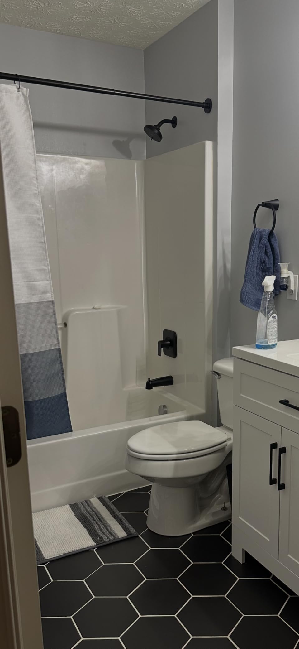 Moen Genta LX Brushed Nickel Pressure Balancing Eco-Performance Modern Shower Trim Including Showerhead, Shower Handle, and Tub Spout (Posi-Temp Valve Required), T2473EPBN customer photo 2