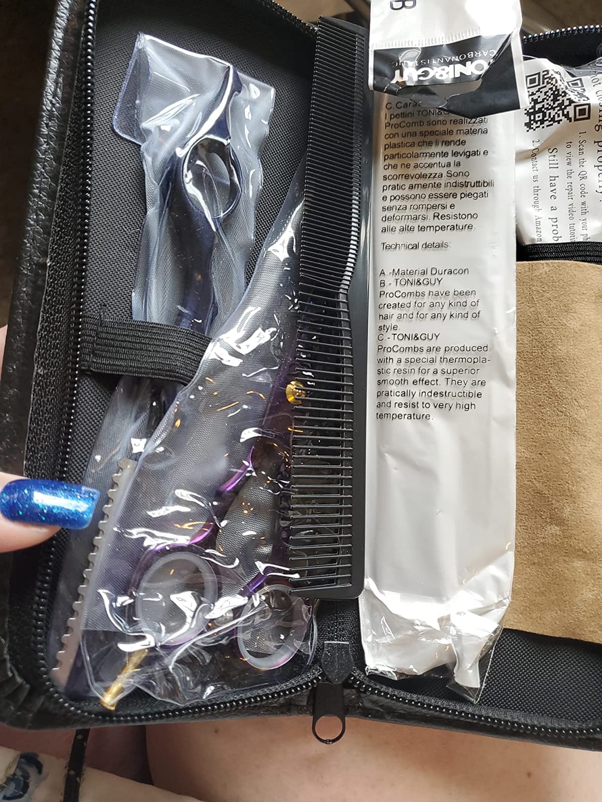 Purple Dragon 5.5 inch Hair Cutting Scissors Set with Razor - Black customer photo 1