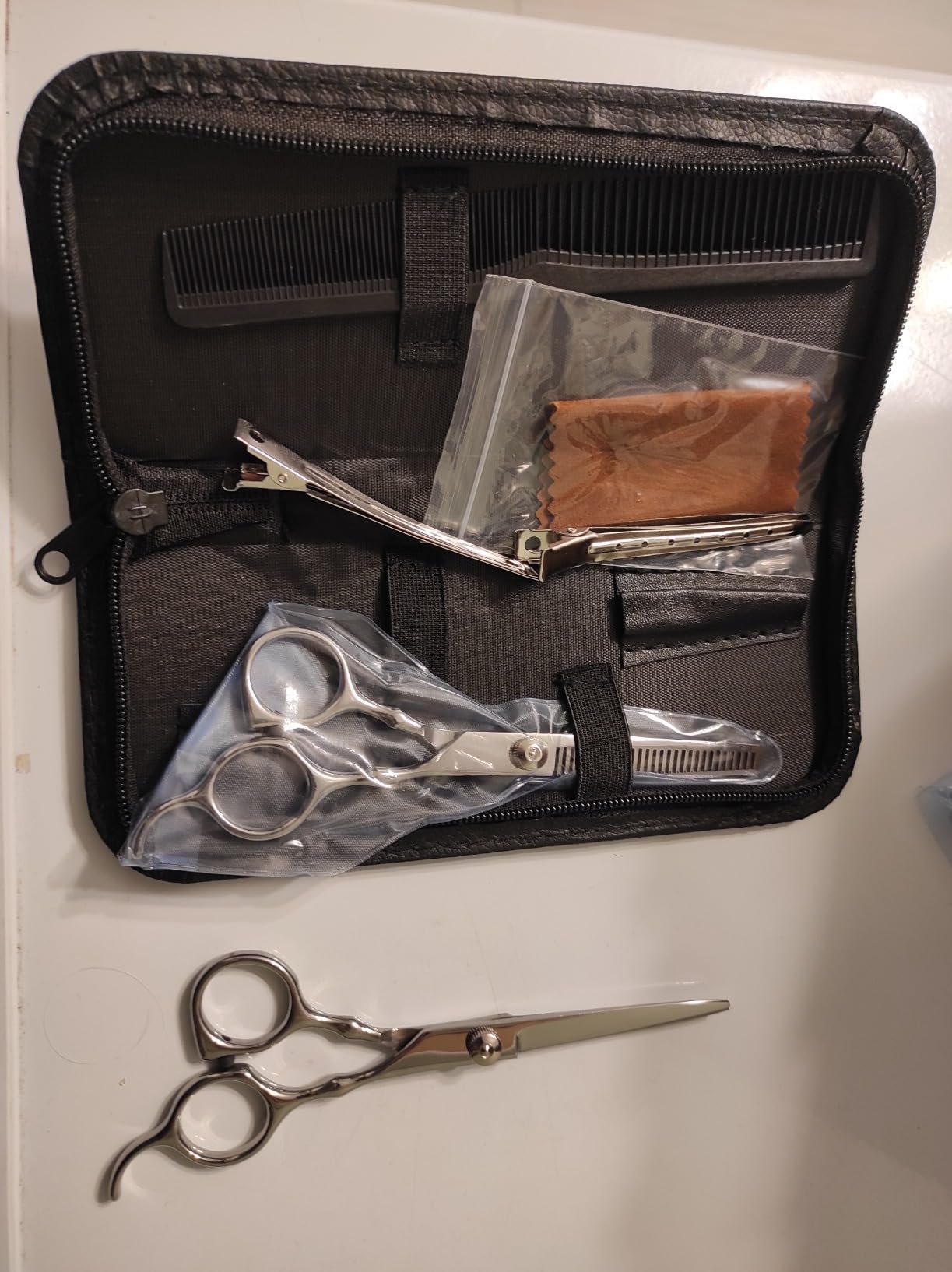 Hair Cutting Scissors Professional Home Haircutting Barber/Salon Thinning Shears Kit with Comb and Case for Men/Women (Silver) customer photo 2