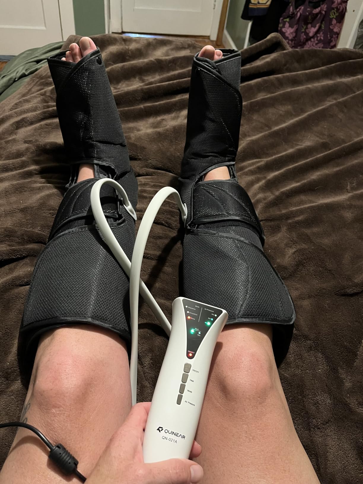 QUINEAR Leg Massager with Heat and Air Compression,Foot and Calf Massager for Circulation and Pain,Compression Boots with 3modes and 3 Intensities customer photo 2