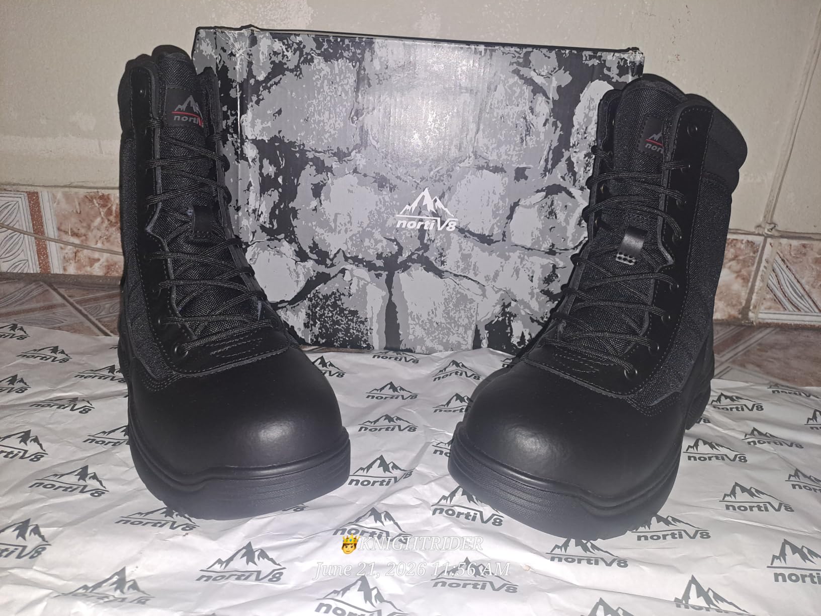 NORTIV 8 Men's Steel Toe Work Boots Side Zipper customer photo 2