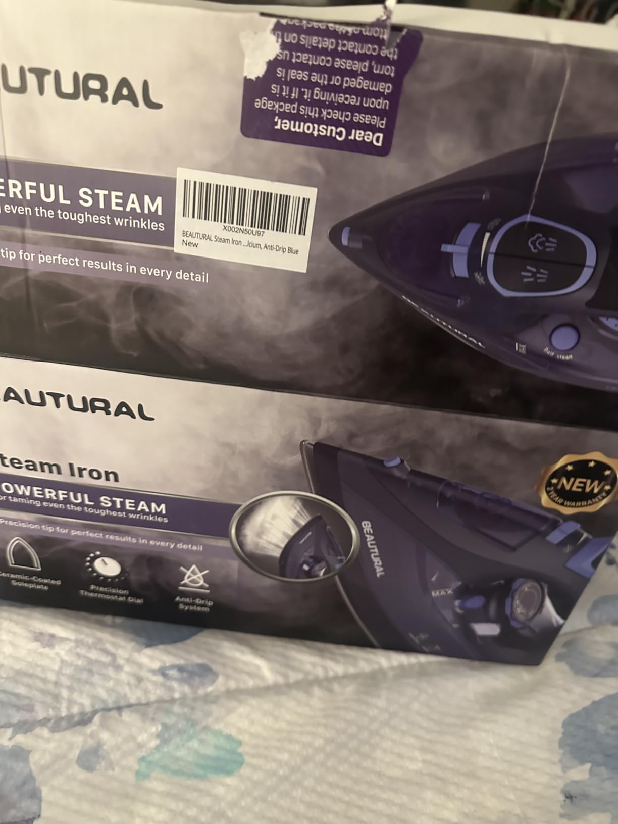BEAUTURAL Steam Iron for Clothes with Ceramic-Coated Soleplate, 1500 Watts | Burst of Steam, 3-Way Auto-Off, Anti-Drip and Anti-Calcium, Self-Cleaning, Easy Temperature Control, Pefect for Home Use customer photo 2