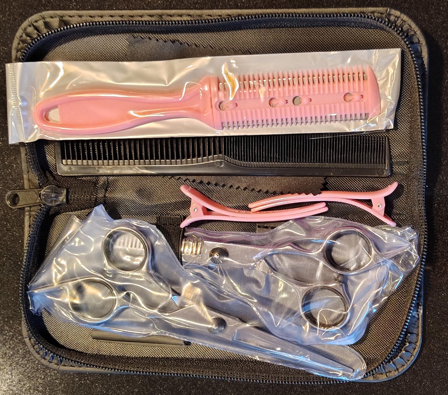 Hair Cutting Scissors Thinning Shears- Fcysy Professional Barber Sharp Hair Scissors Hairdressing Shears Kit with Haircut Accessories in Leather Case for Cutting Styling Hair for Women Men Pet- 7 Pcs customer photo 1