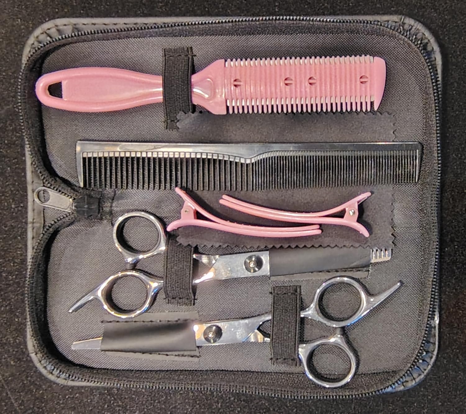 Hair Cutting Scissors Thinning Shears- Fcysy Professional Barber Sharp Hair Scissors Hairdressing Shears Kit with Haircut Accessories in Leather Case for Cutting Styling Hair for Women Men Pet- 7 Pcs customer photo 2