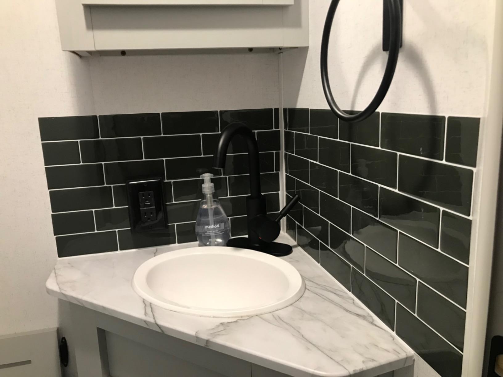 Phiestina Single Hole Matte Black Single-Handle High-Arc Stainless Steel Faucet for Pre-Kitchen Sink/Bar Sink/Bathroom Sink, with 4 Inch Deck Plate and Supply Hoses, Matte Black, WE08E-MB customer photo 2