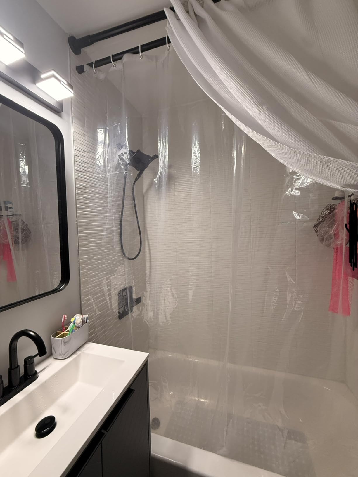AmazerBath Shower Curtain Liner, 72x72 Clear Shower Curtain Liner, Waterproof Plastic Shower Liner, Cute Lightweight PEVA Shower Curtain for Bathroom with 3 Magnets and 12 Rustproof Metal Grommets customer photo 1
