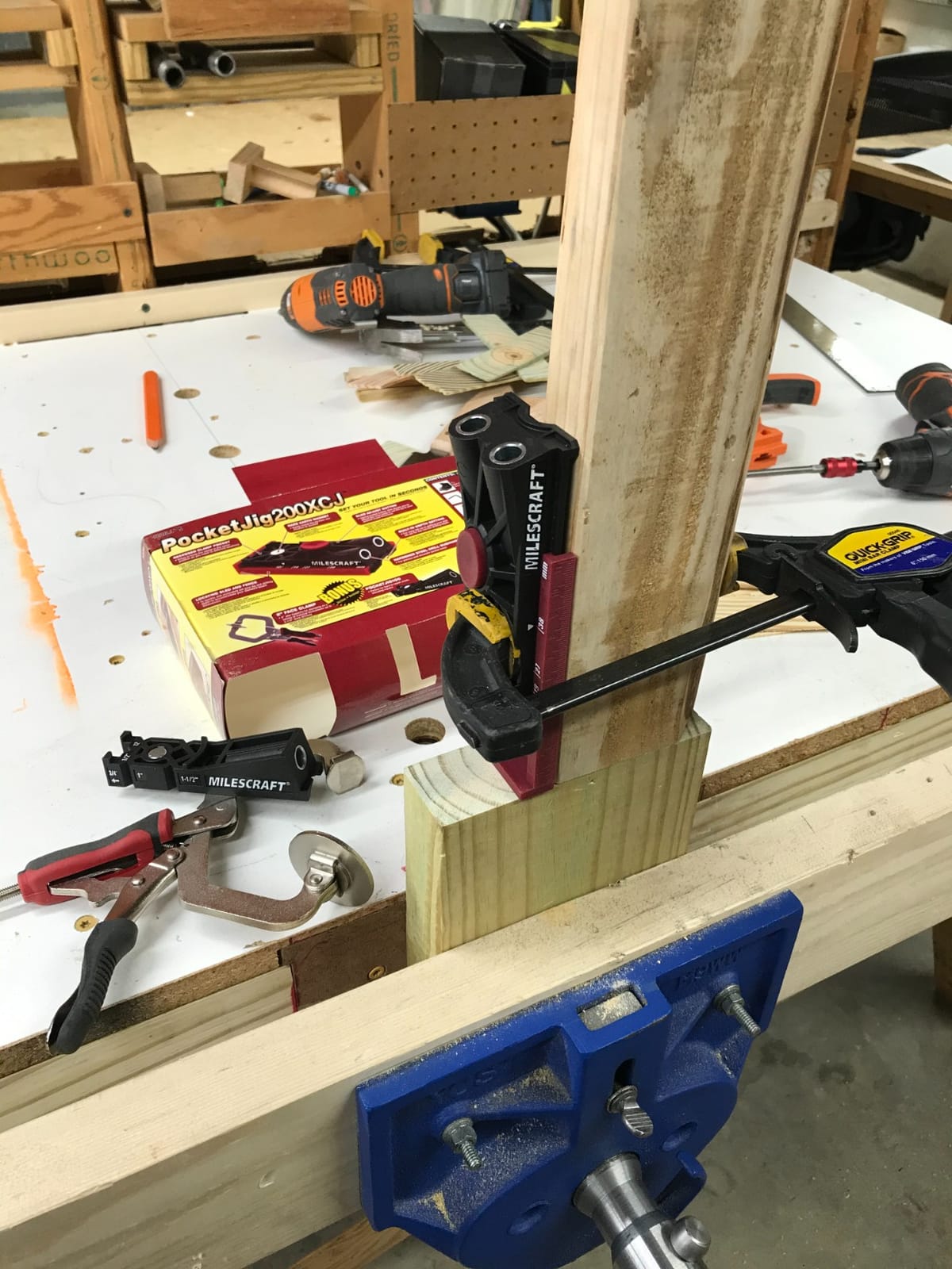 Milescraft Pocket Jig 200XCJ - Woodworking Tool Bundle with Double Barrel & Single Barrel Pocket Hole Jigs, 2