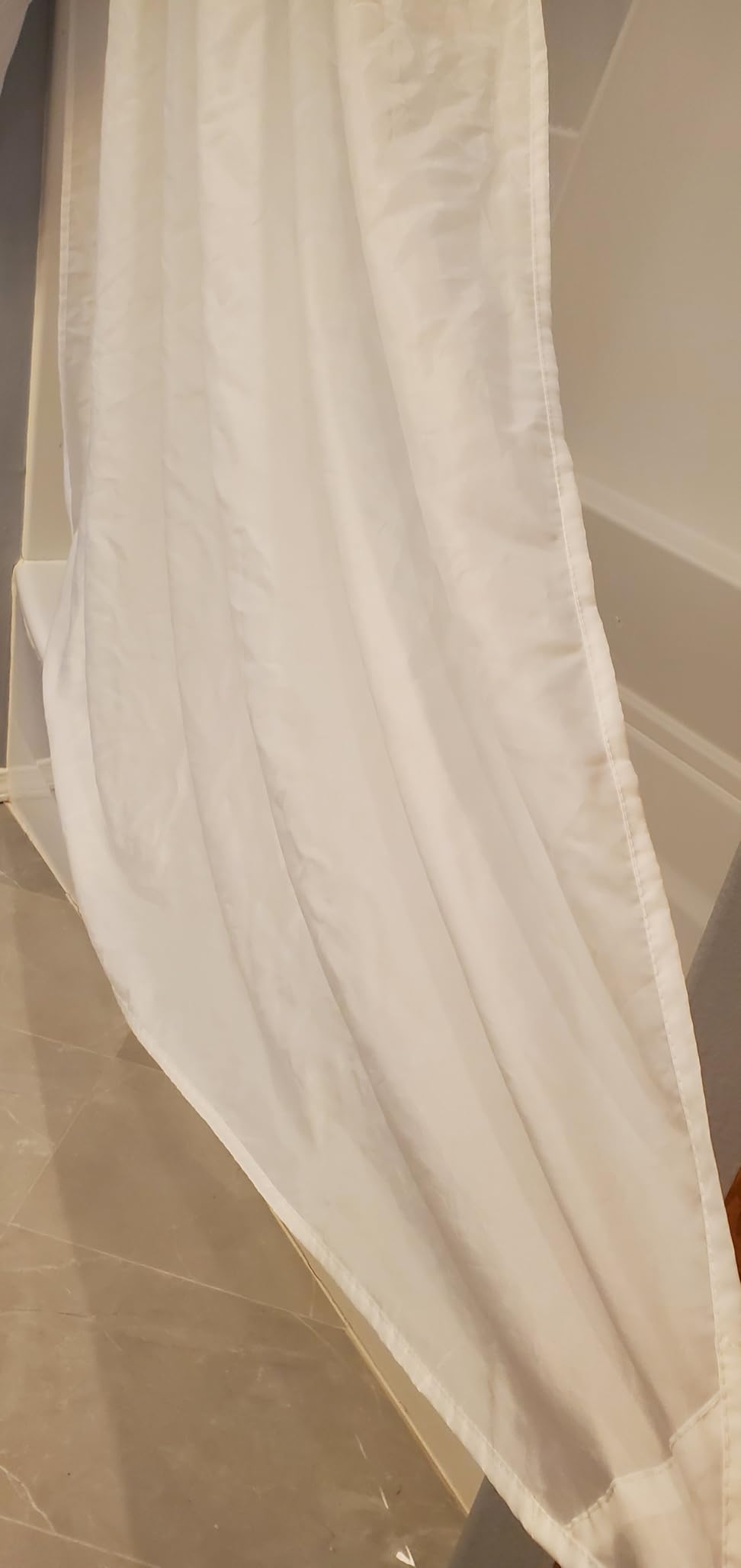 Titanker Waterproof Fabric Shower Curtain Liner Washable, Cloth Shower Liner with Magnets, White Shower Liner Soft Fabric, Lightweight Shower Curtain Liner, 70x72 Inches customer photo 1