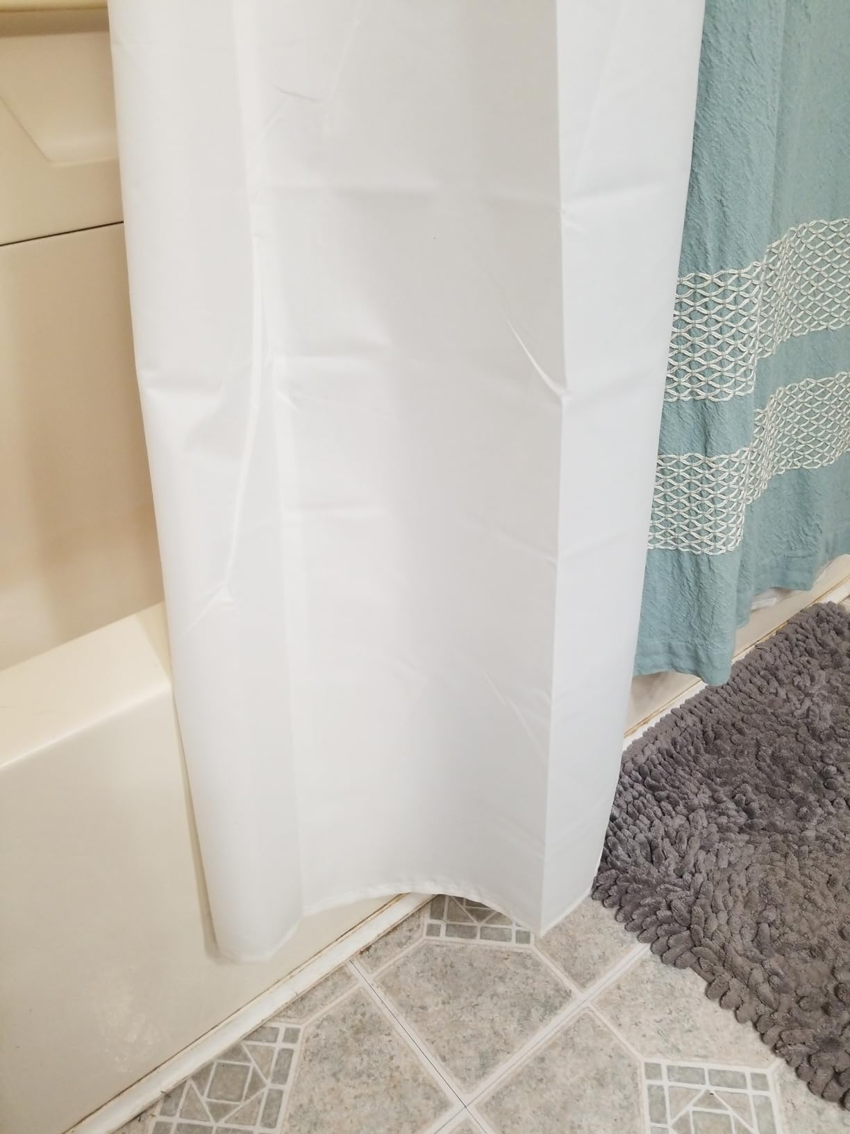 Titanker Waterproof Fabric Shower Curtain Liner Washable, Cloth Shower Liner with Magnets, White Shower Liner Soft Fabric, Lightweight Shower Curtain Liner, 70x72 Inches customer photo 2