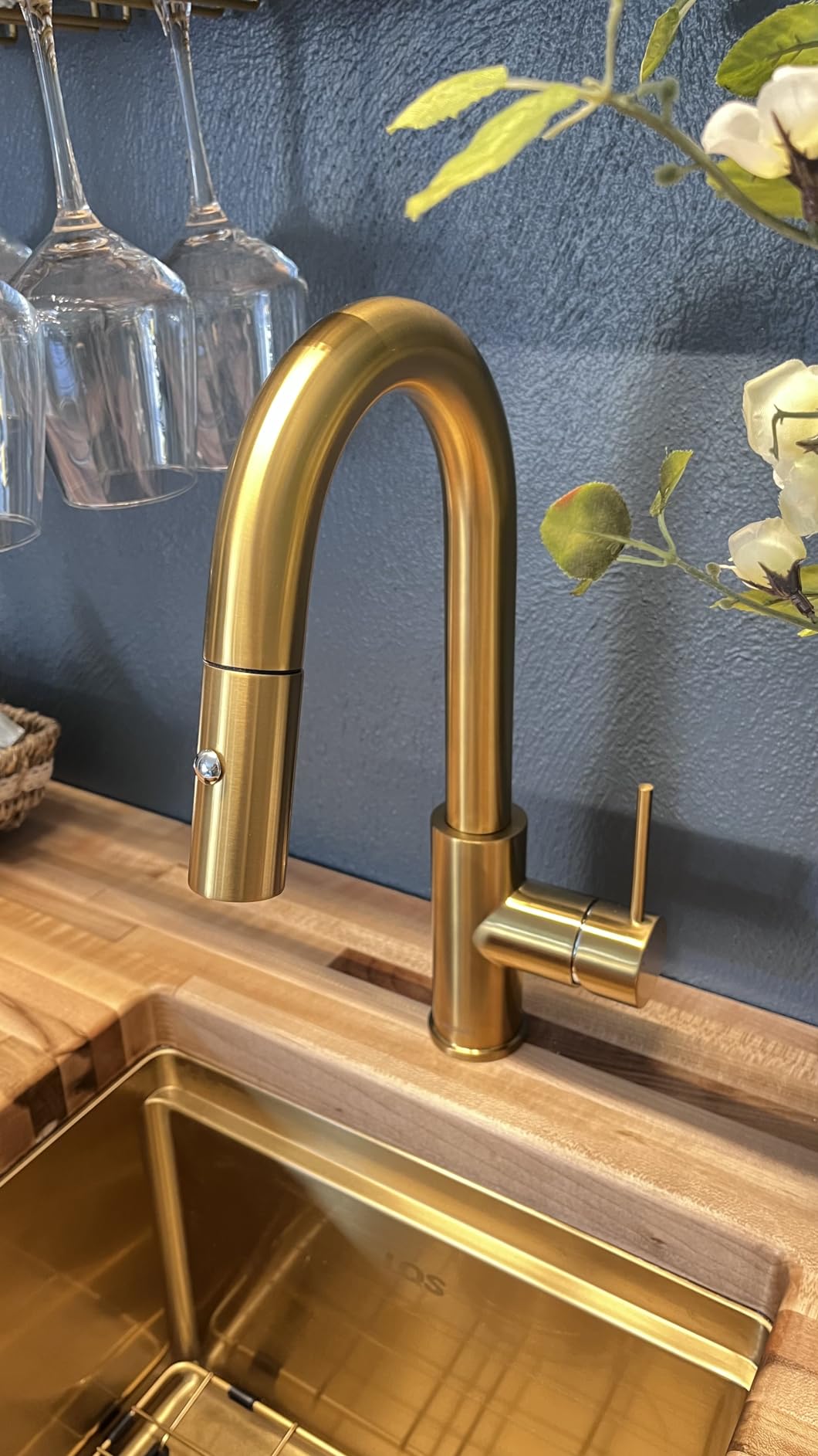 AguaStella AS59BN Brushed Nickel Bar Faucet or Prep Kitchen Sink Faucet with Pull Down Sprayer and Single Handle customer photo 2