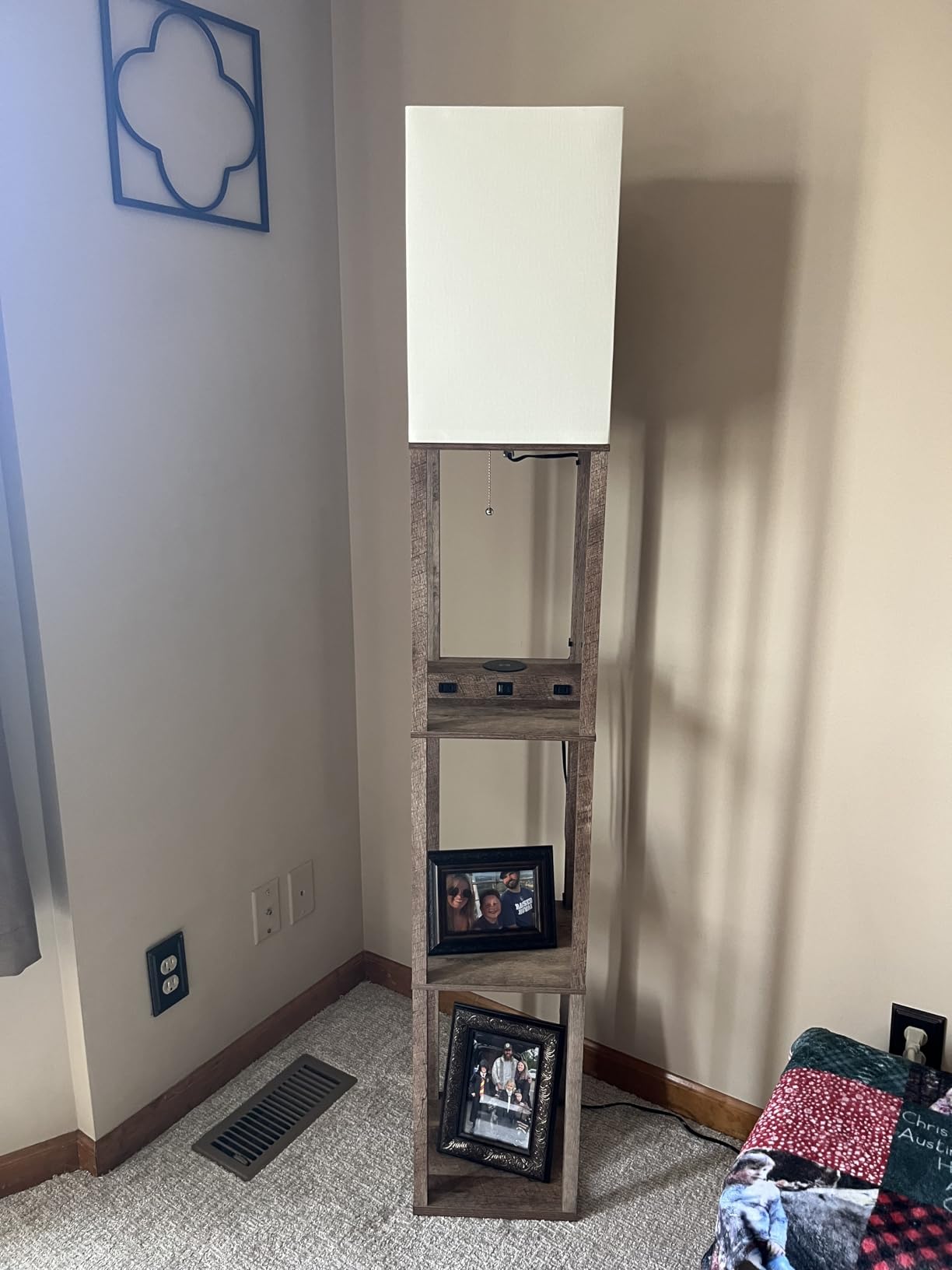 Mlambert Shelf Floor Lamp with Wireless Charger, USB, Type C, AC Port, Wood customer photo 2