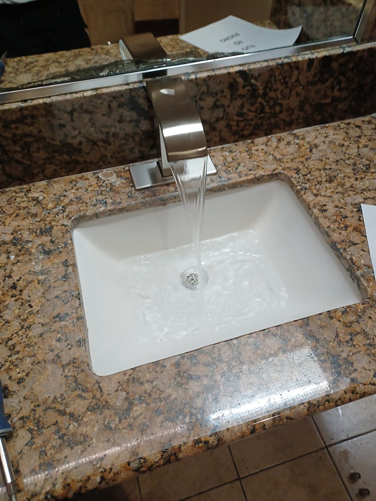 Automatic Sensor Touchless Bathroom Sink Faucet with Hole Cover Plate Vanity Faucets Hands Free Waterfall Bathroom Water Tap with Control Box and Temperature Mixer Matte Black customer photo 2