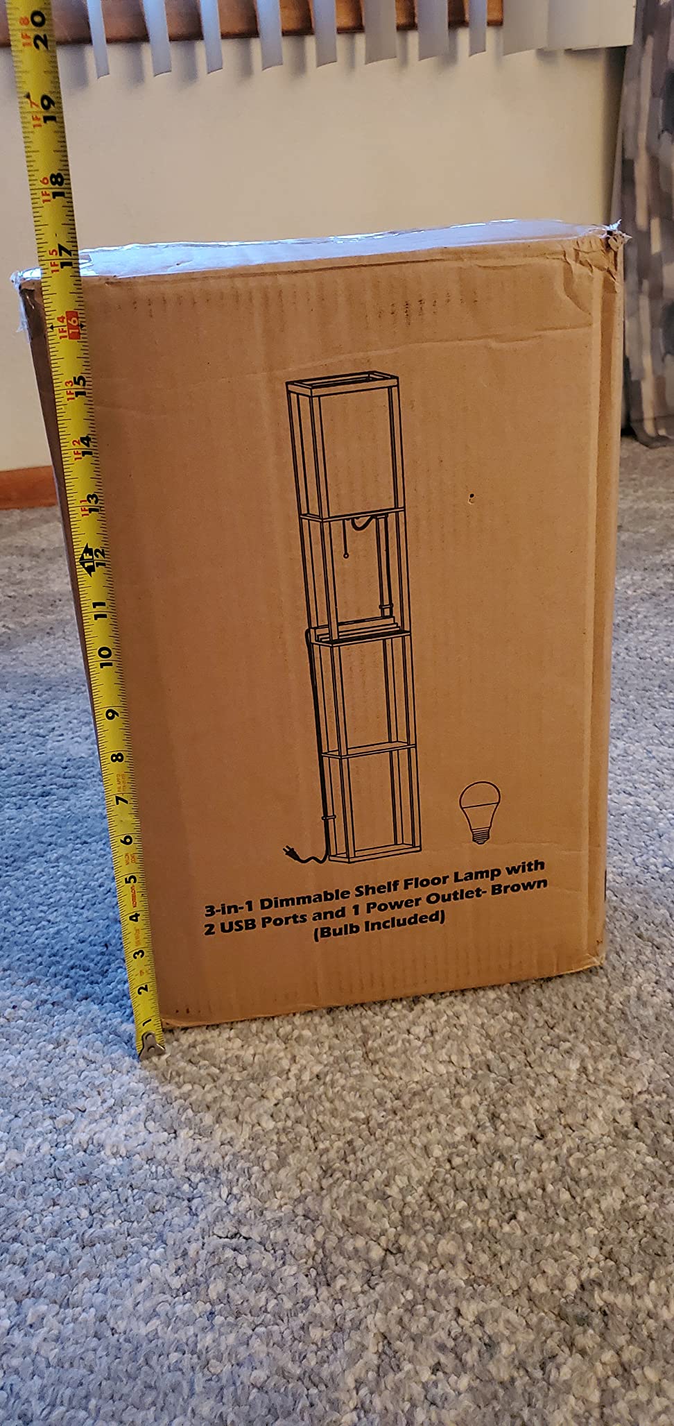 FOLKSMATE Floor Lamp with Shelves Touch Control Charging USB Type C Brown customer photo 1