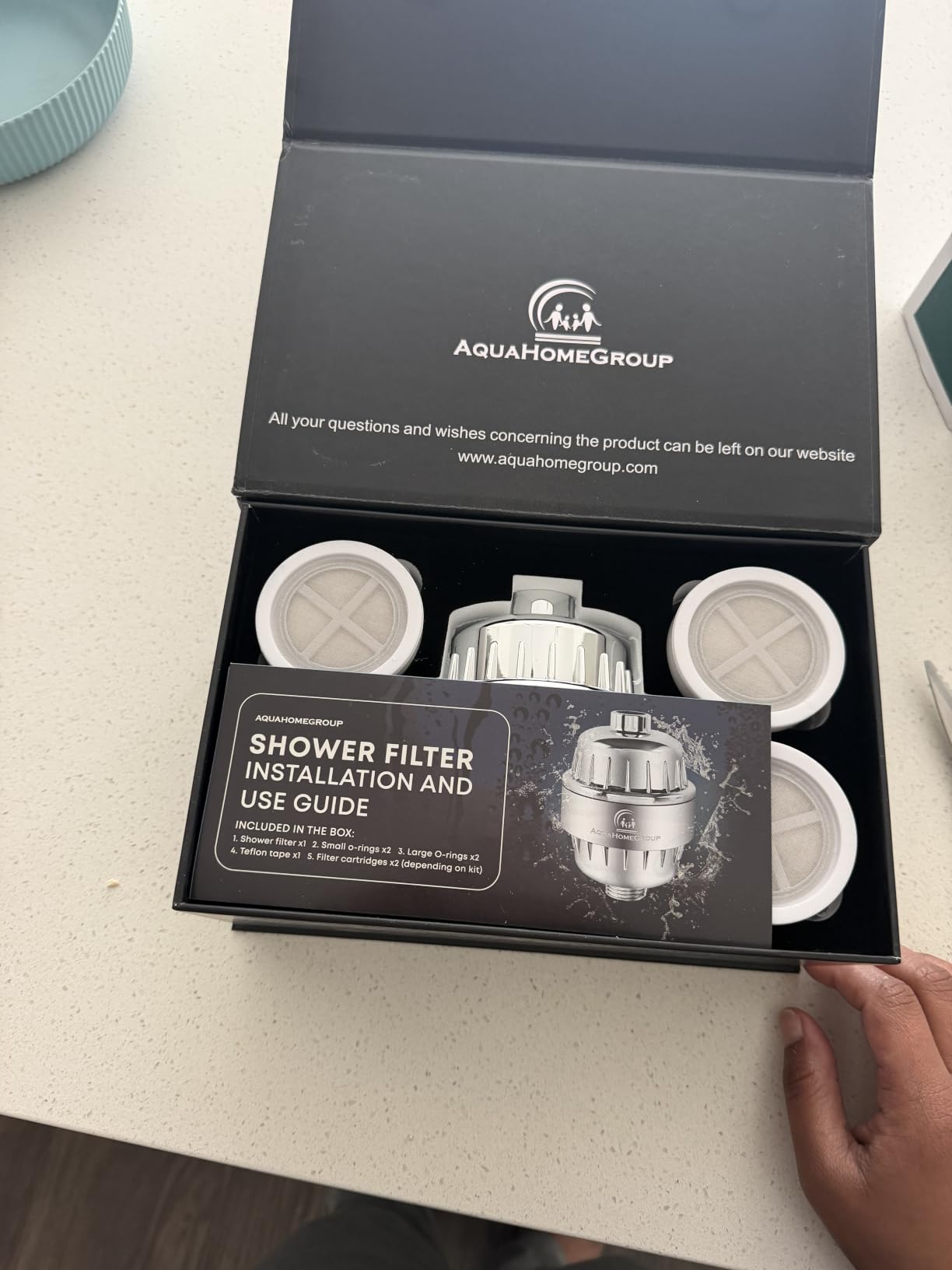 AquaHomeGroup 20 Stage Shower Filter with Vitamin C E and A - Reduces Chlorine, Heavy Metals and Sediment - 5 Cartridges Included - High Pressure - Universal Fit customer photo 2