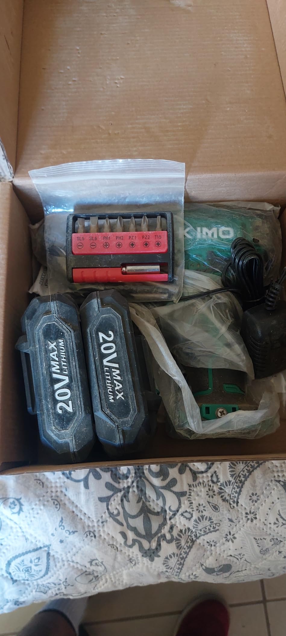 KIMO Cordless Hammer Drill Set with 20V 2.0Ah Battery 2 Packs, 21+3 Position, 0-1350 RPM, Max 350 In-lb Torque, 3/8