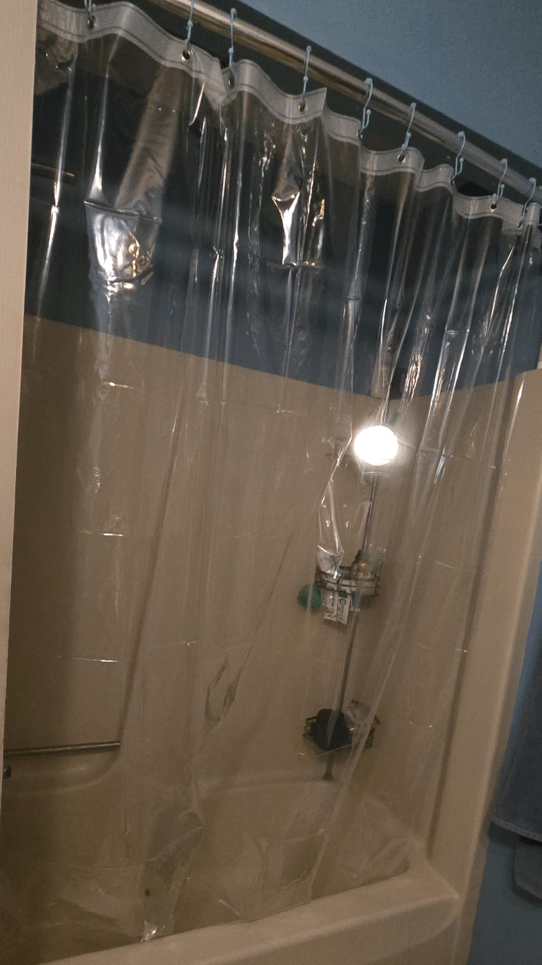 EHZNZIE Crystal Clear Shower Curtain Liner 72x72, PEVA Waterproof Bath Curtain, No Chemical Smell, 3 Weighted Magnets, Durable with Rustproof Metal Grommets customer photo 2