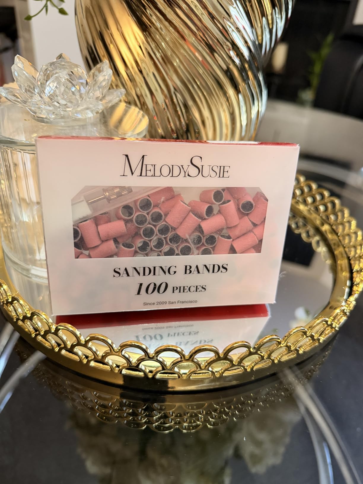 MelodySusie 100 Pcs Nail Drill Bits Sanding Bands for Nail Drill 180 Fine Grit Nail File Sanding Bands for Acrylic Nails Gel Manicures and Pedicure customer photo 2