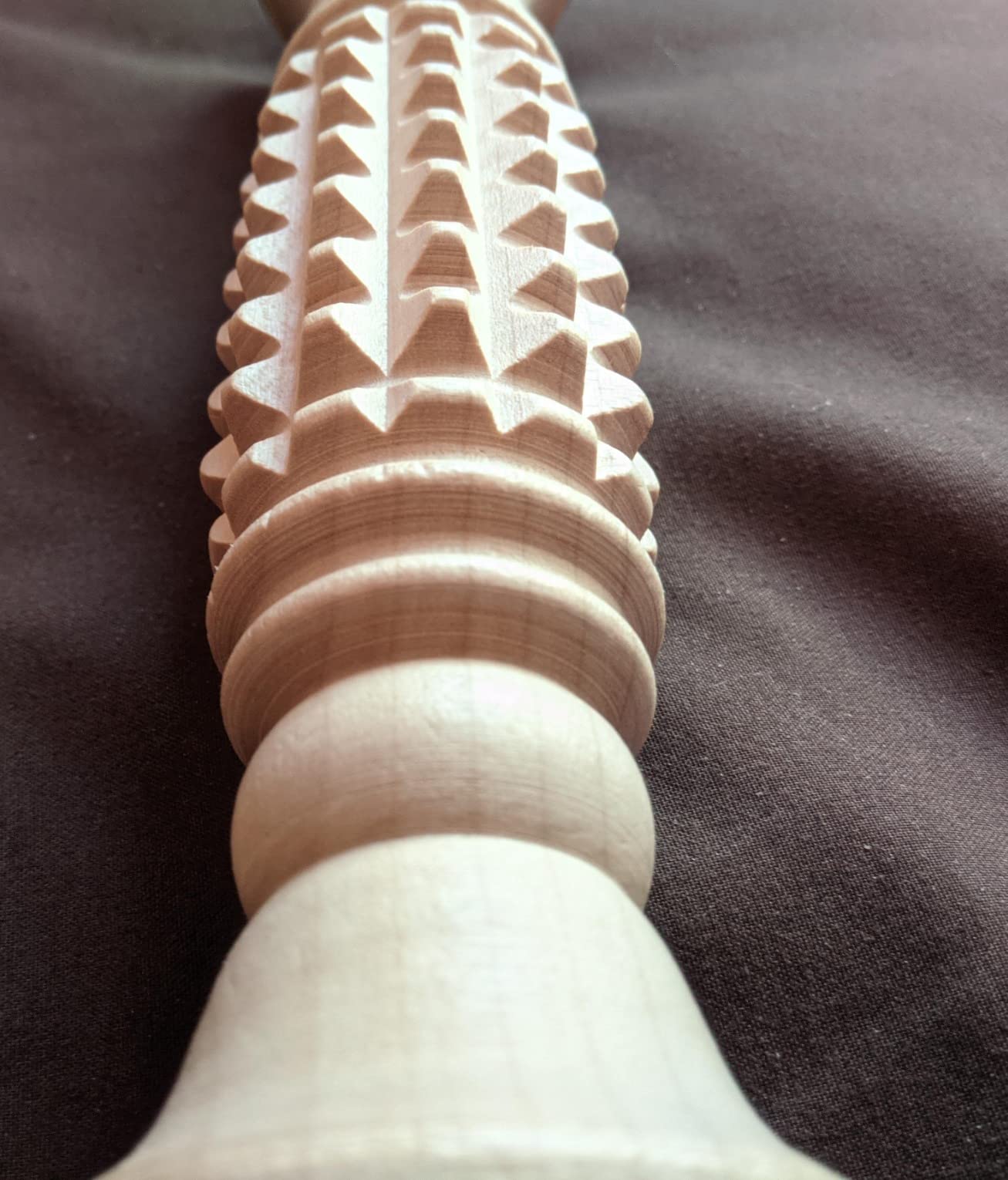 tuuli Accessories - Wooden Foot Massager, Grooved Muscle Roller, Helps Ease Muscle Tension, Supports Blood Circulation, Natural Wood Therapy Massage Tools, 8 x 2 inches customer photo 1