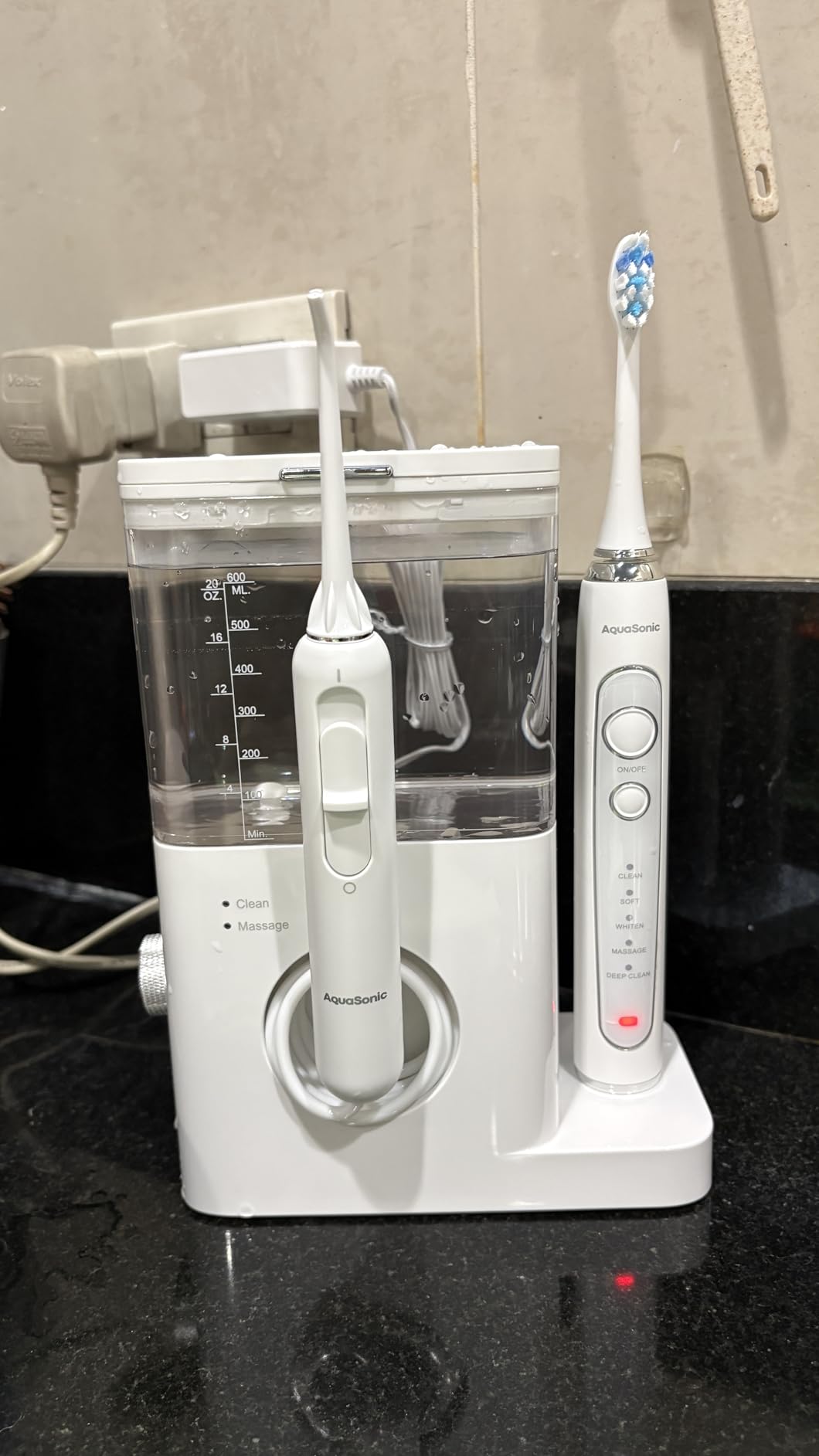 AquaSonic Home Dental Center PRO – Brushing & Flossing Made Easy – Brush & Floss – Power Toothbrush & Water Flosser – Whiter Teeth & Healthier Gums – Black Series Pro+Oral Irrigator customer photo 2