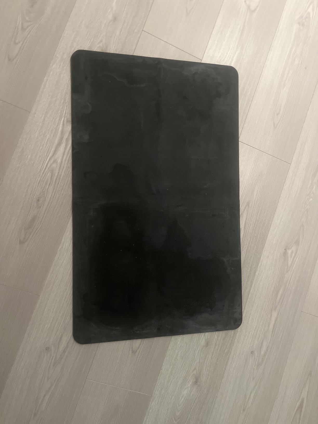 MontVoo -Bath Mat Rug-Rubber Backing Non Slip Quick Dry Absorbent Thin Bathroom Rugs Fit Under Door-Faux Suede Surface Bathroom Floor Mats-Shower Rug for in Front of Bathtub Shower Gray 17