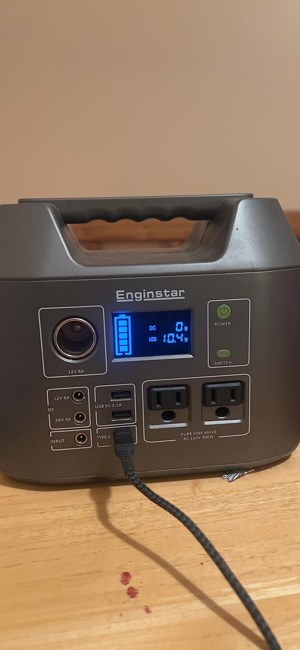 EnginStar Solar Generator, 300W Portable Power Station, 296Wh Lithium Battery Backup w/Two 110V Pure Sine Wave AC Outlet for Camping Road Trip RV, 80000mAh Sufficient Power Supply for Blackout customer photo 1