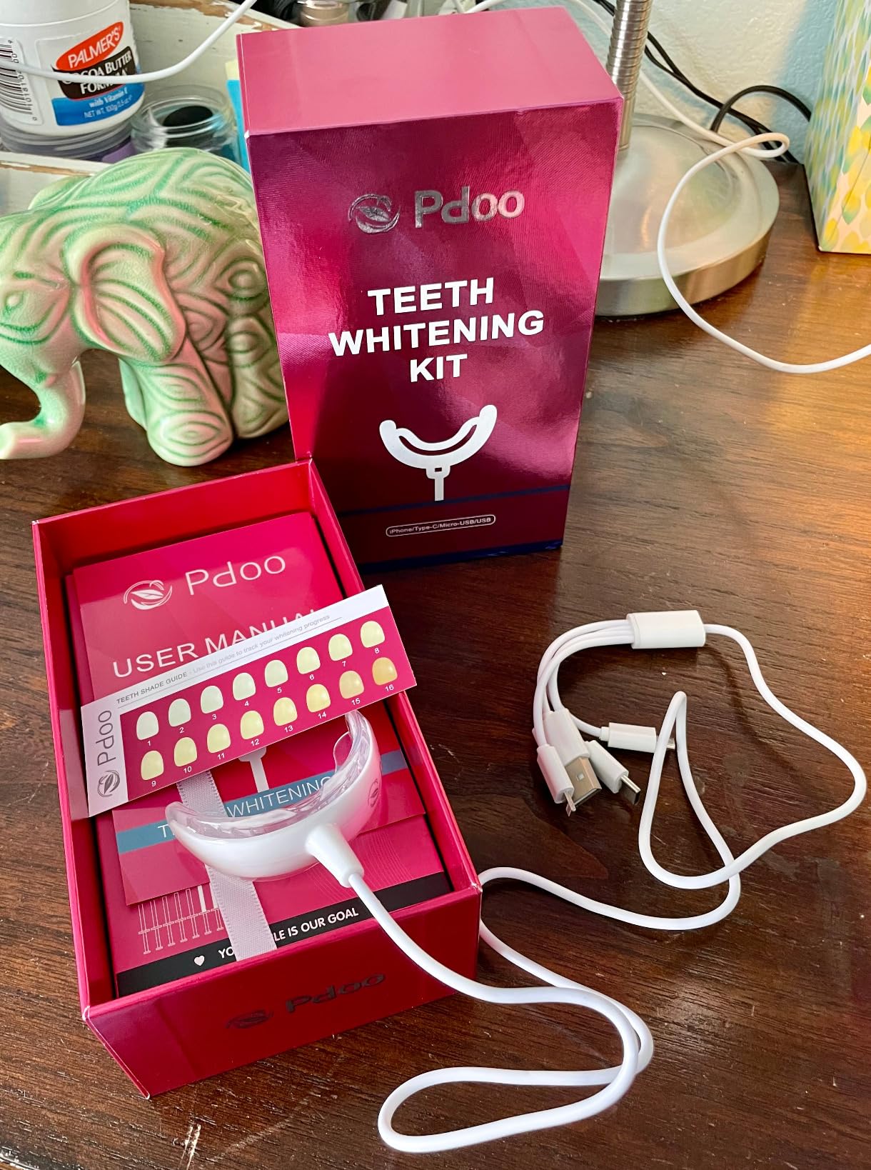 Pdoo Teeth Whitening Kit with LED Light for Sensitive Teeth, Fast Results for Brightening at Home, Teeth Whitening Gel Helps Remove All Kinds of Stains customer photo 1
