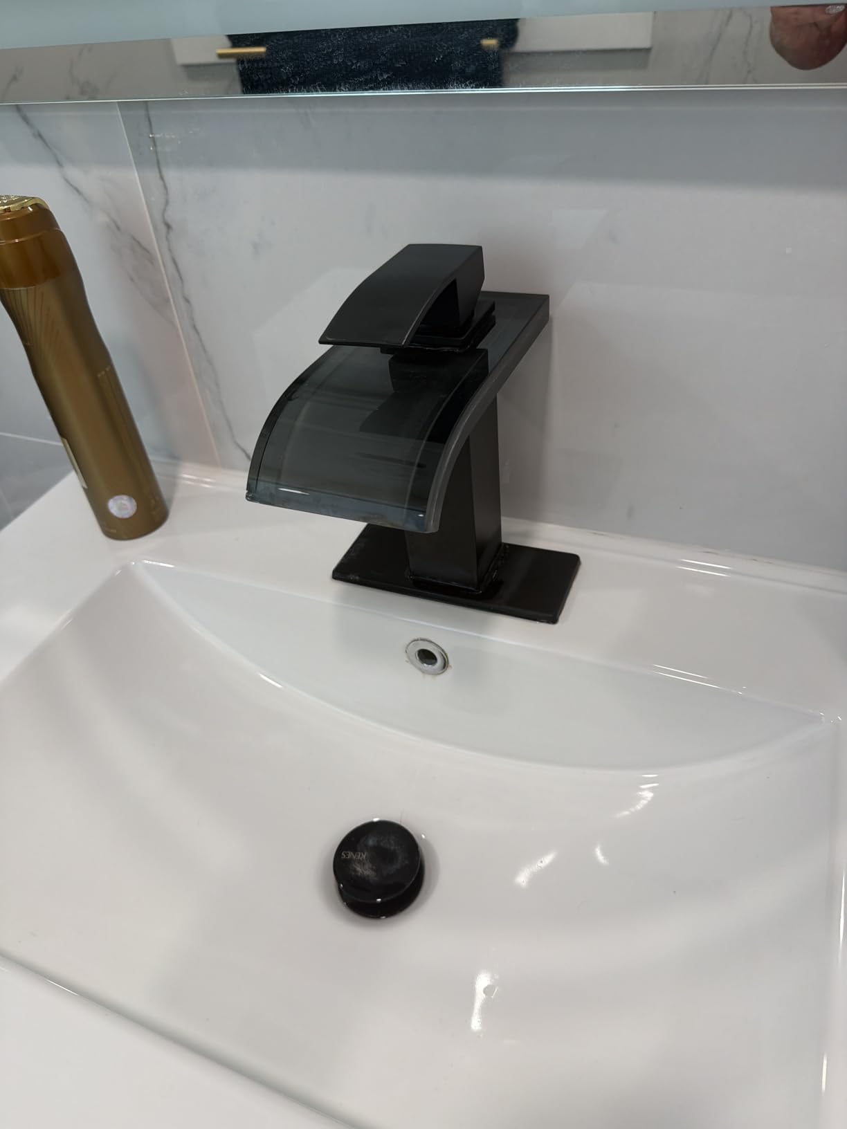 Fransiton Waterfall Single Handle Bathroom Sink Faucet Brushed Nickel customer photo 1