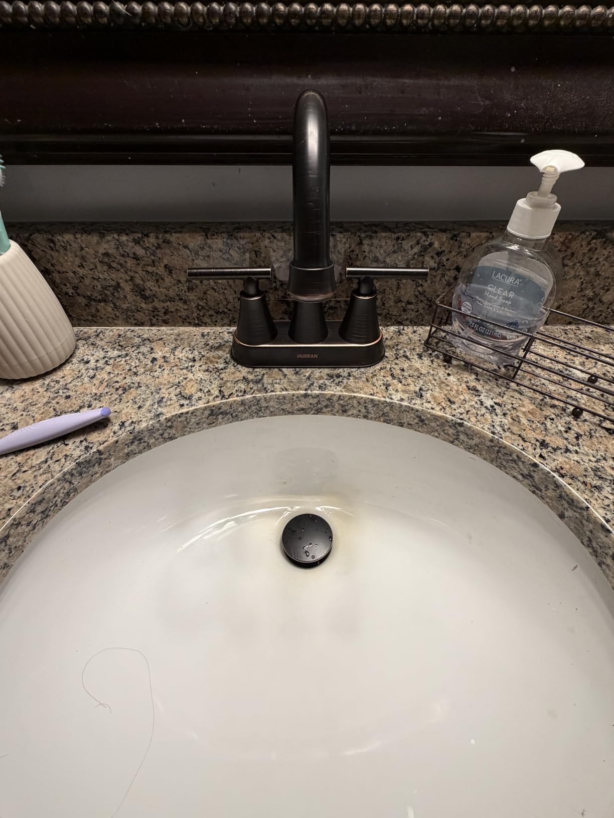 Bathroom Faucet, Hurran 4 inch Centerset 2-Handle Lead-Free, Brushed Nickel customer photo 2