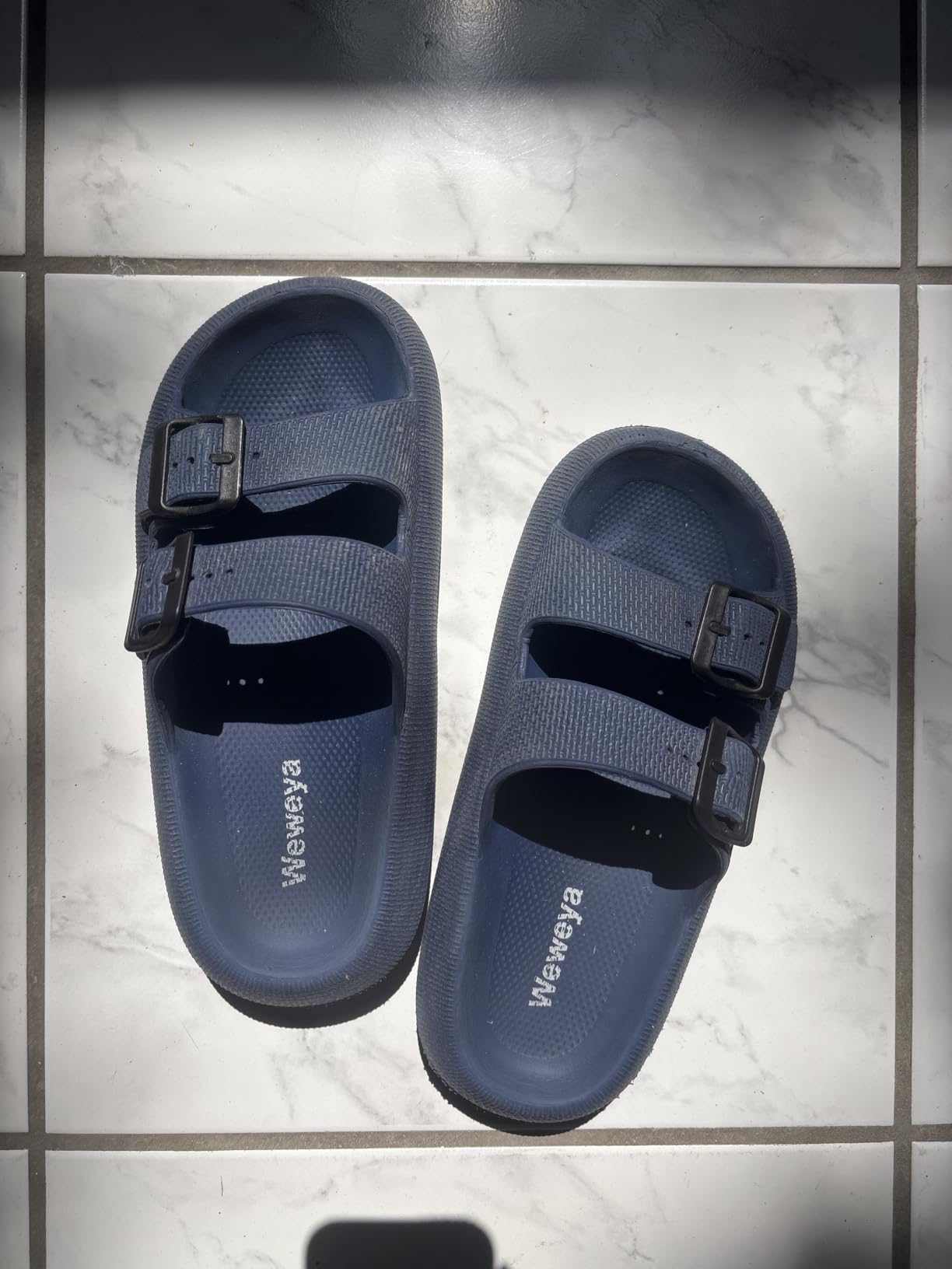 Weweya Sandals for Women Men Pillow Slippers Double Buckle Flat Slides customer photo 2
