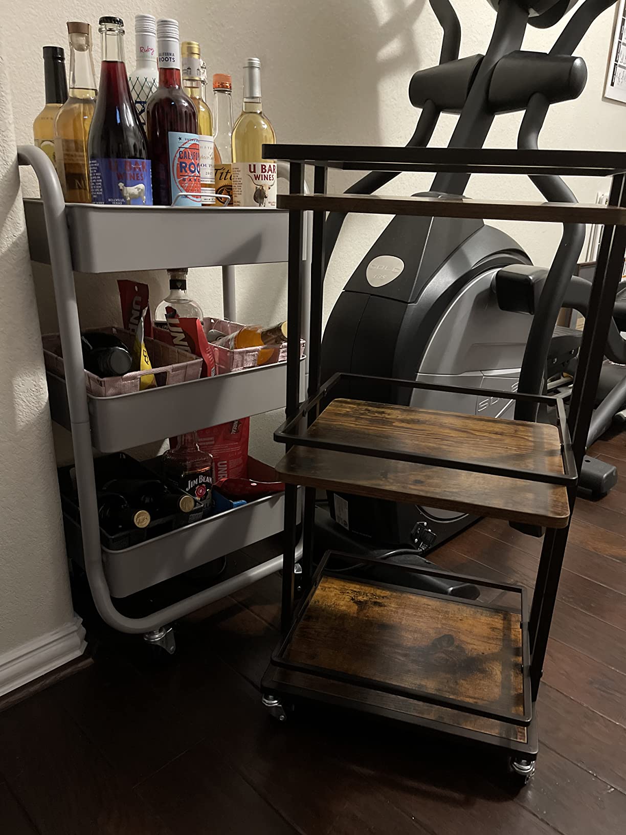 OKZEST 3-Tier Bar Cart for Home, Mini Rolling Liquor Cabinet & Serving Cart customer photo 1