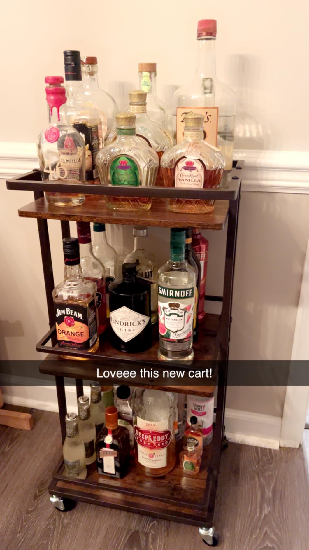 OKZEST 3-Tier Bar Cart for Home, Mini Rolling Liquor Cabinet & Serving Cart customer photo 2