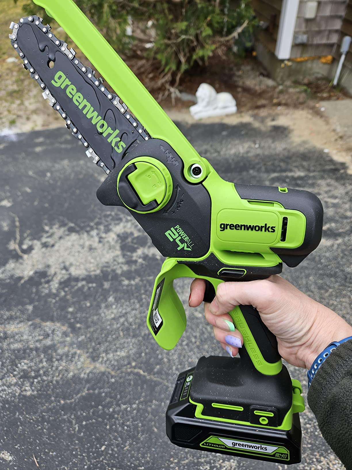 Greenworks 24V 6in Mini Chainsaw, 2.0 Ah Battery and Charger customer photo 1