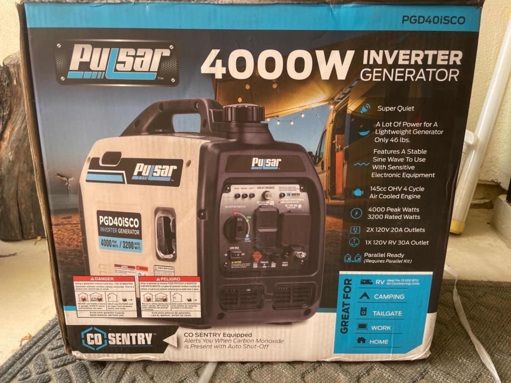 Pulsar PGD40ISCO Ultra Light Quiet 4000W Portable Gas Inverter Generator, white customer photo 2