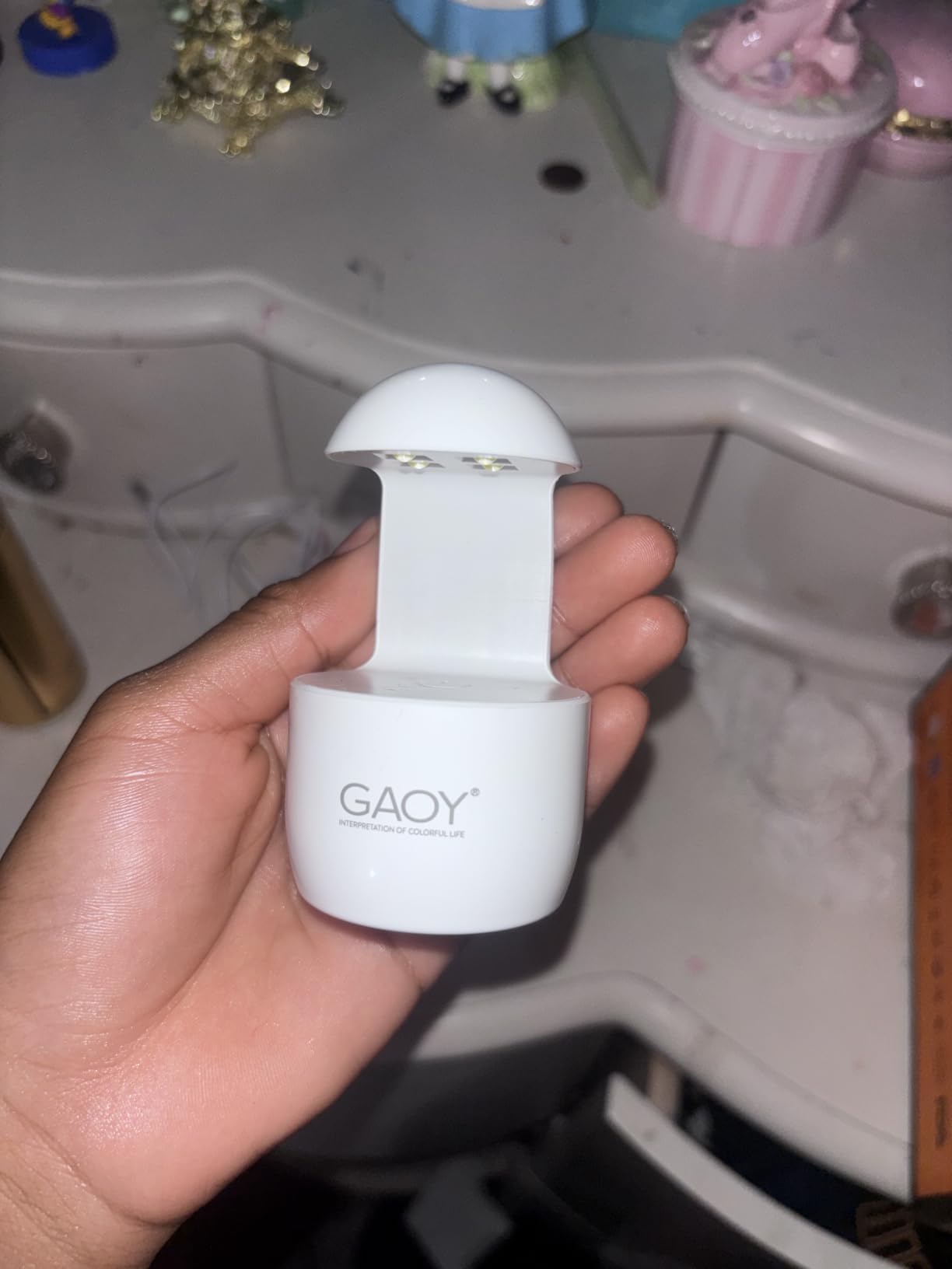 GAOY Mini UV Light for Gel Nails, Small LED Nail Lamp, Fast Curing, White customer photo 2