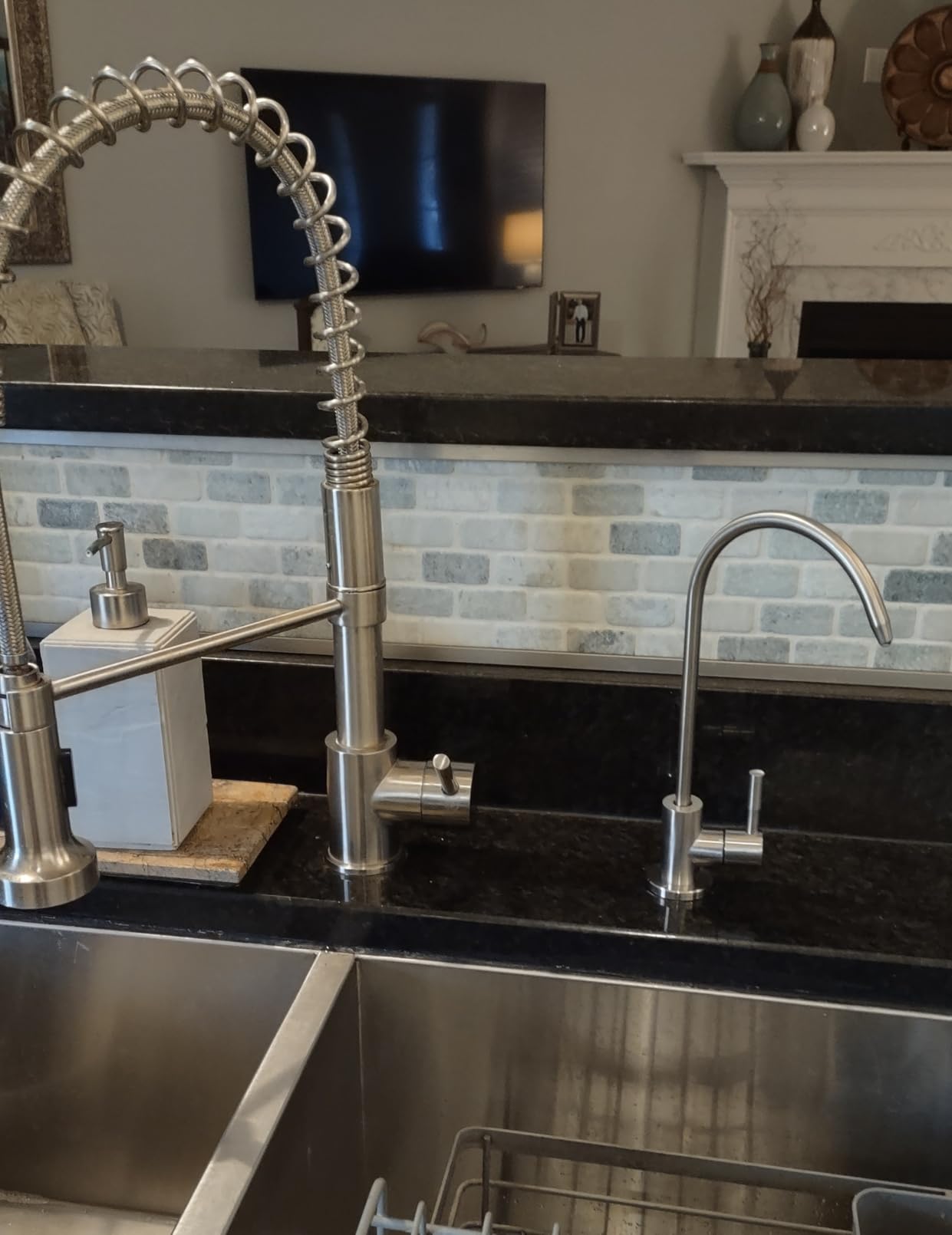 Drinking Water Faucet,Easy to Install Sink Water RO Faucet,Lead-Free Reverse Osmosis Faucets for Kitchen Bar Sink,Brushed Nickel SUS304 Stainless Steel customer photo 1