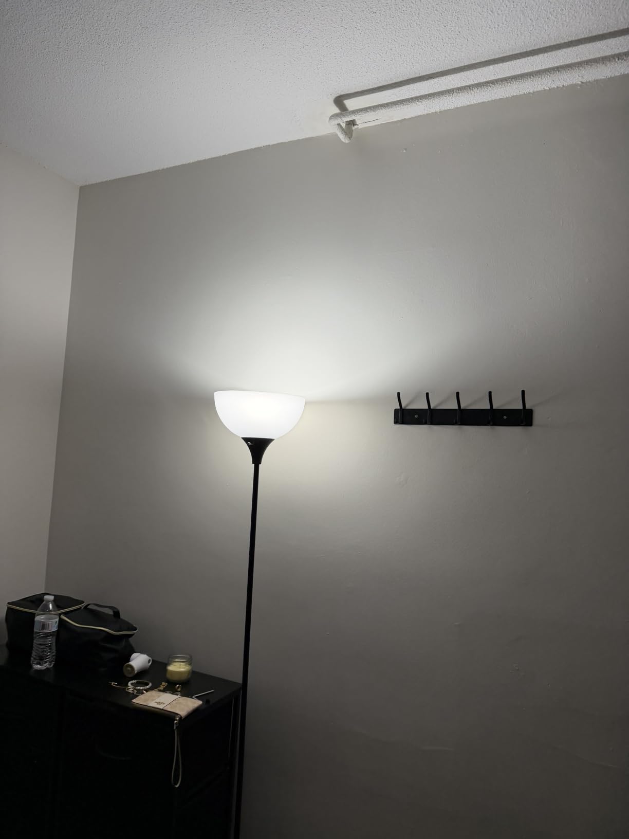 Coucrek Floor Lamp, LED Standing Lamps with White Plastic Shade, Black Modern Torchiere Floor Lamp, Tall Lamps for Living Room Dorm, Bulb not Included customer photo 2