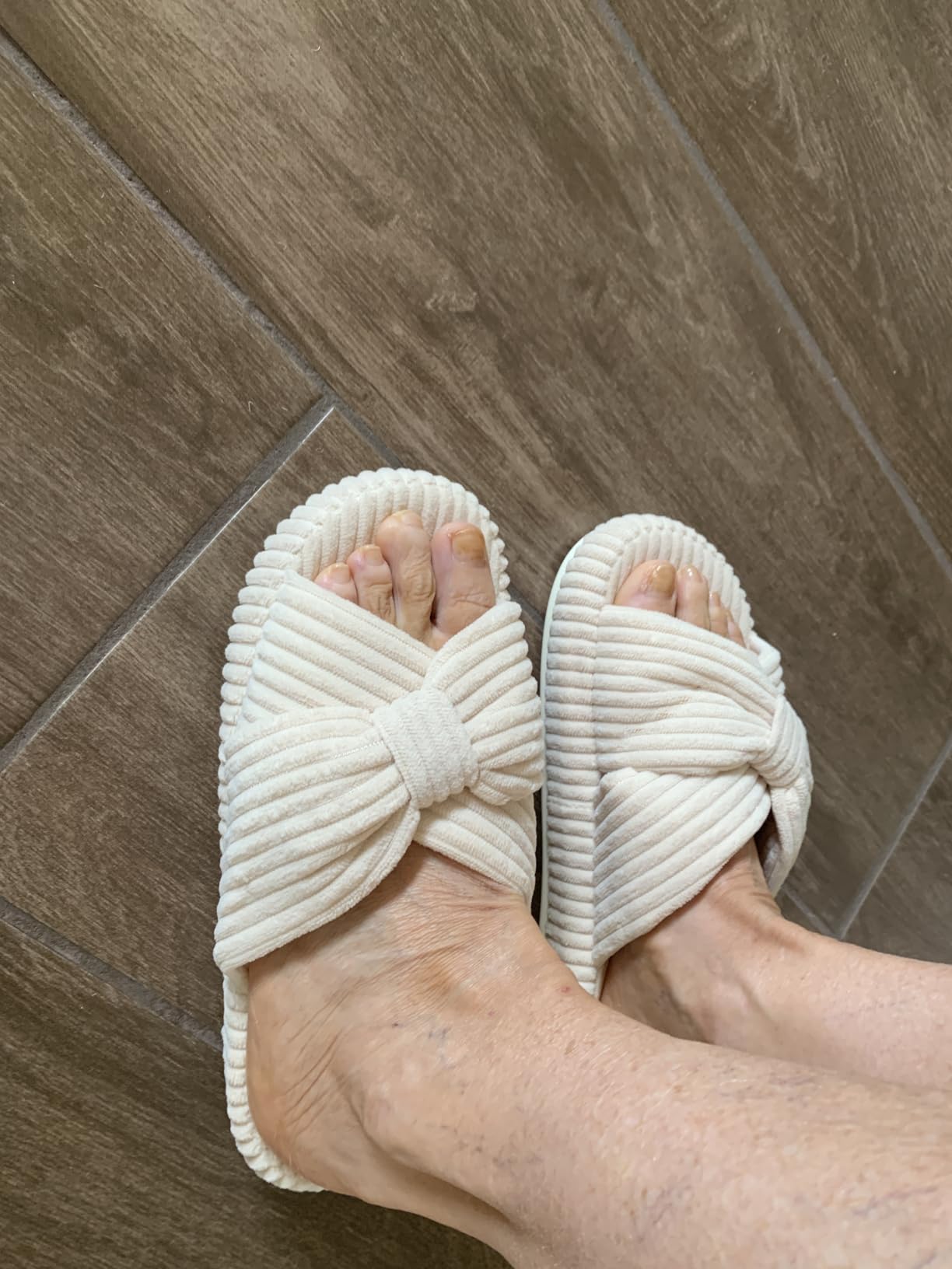 Chantomoo Slippers for Women Memory Foam House Bedroom Corduroy Bow Crossbands Slipper Shoes Comfy Trendy Gift Slippers customer photo 2