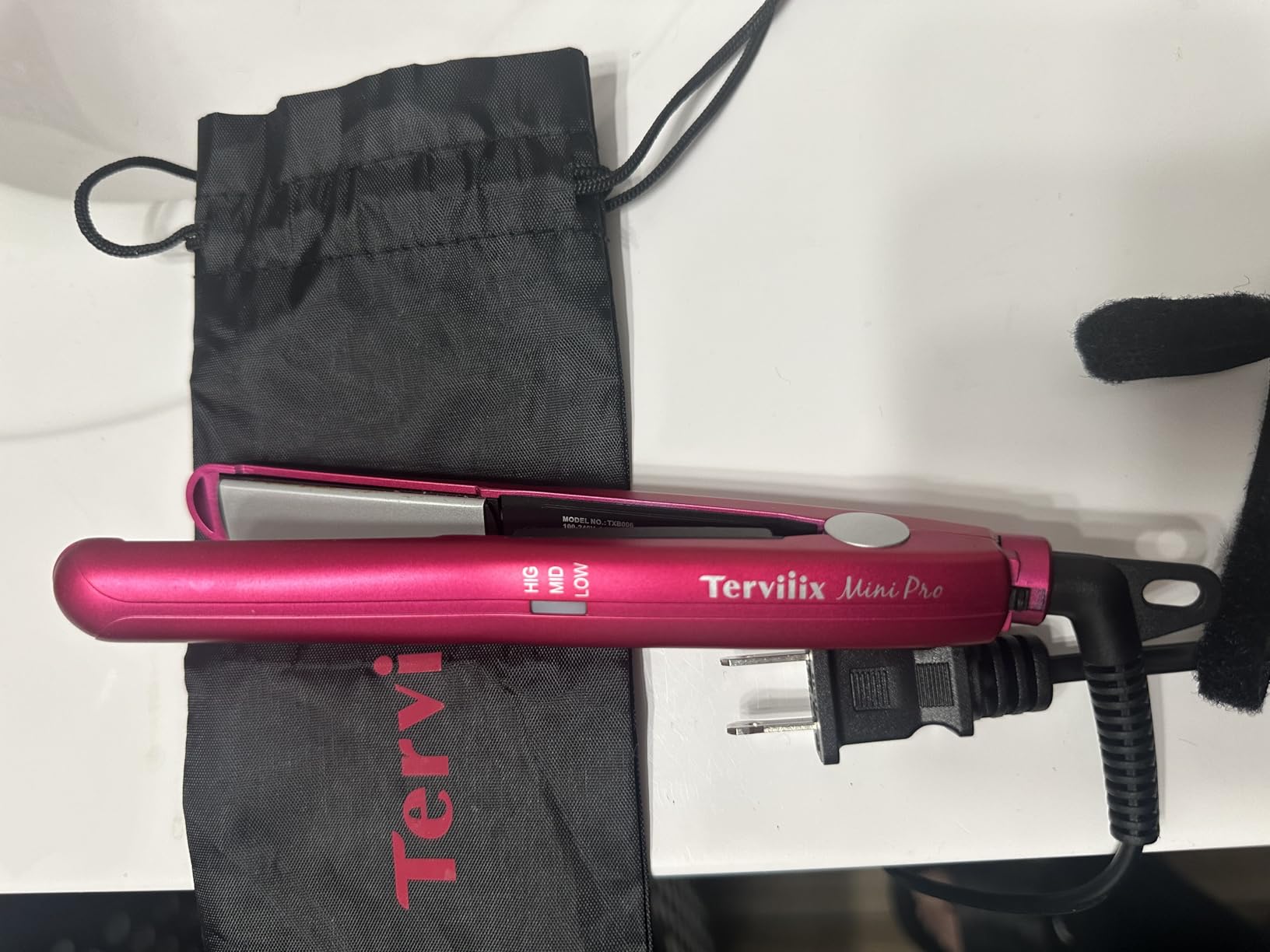 Terviiix Mini Flat Iron Hair Straightener, Adjustable Temperature, Travel-Size, 1/2