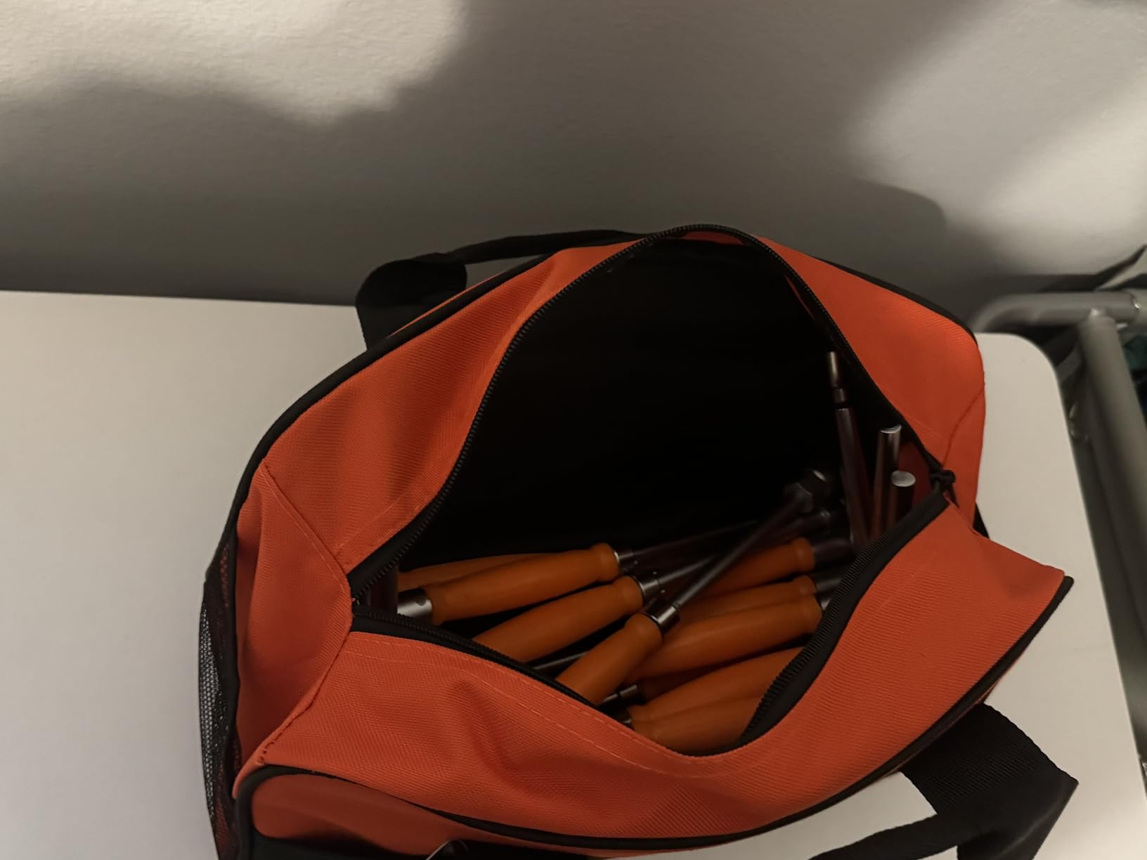 FASTECH 14 Inch Zipper Tool Bag, Small Wide Mouth Tool Tote Bag, Waterproof Tool Organizer Tote, Soft Handle Carrying Toolbag For Various Tools (Yellow) customer photo 1