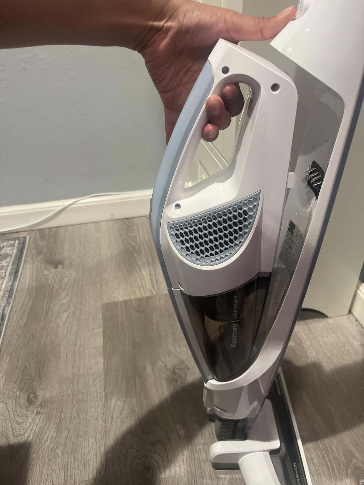 Kenmore DS1020 16V Cordless Stick Vacuum Lightweight 2-in-1 Handheld | LED Headlight with 2-Speed Power Control for Hardwood Floor, Carpet & Pet Hair, Gray-Blue customer photo 1
