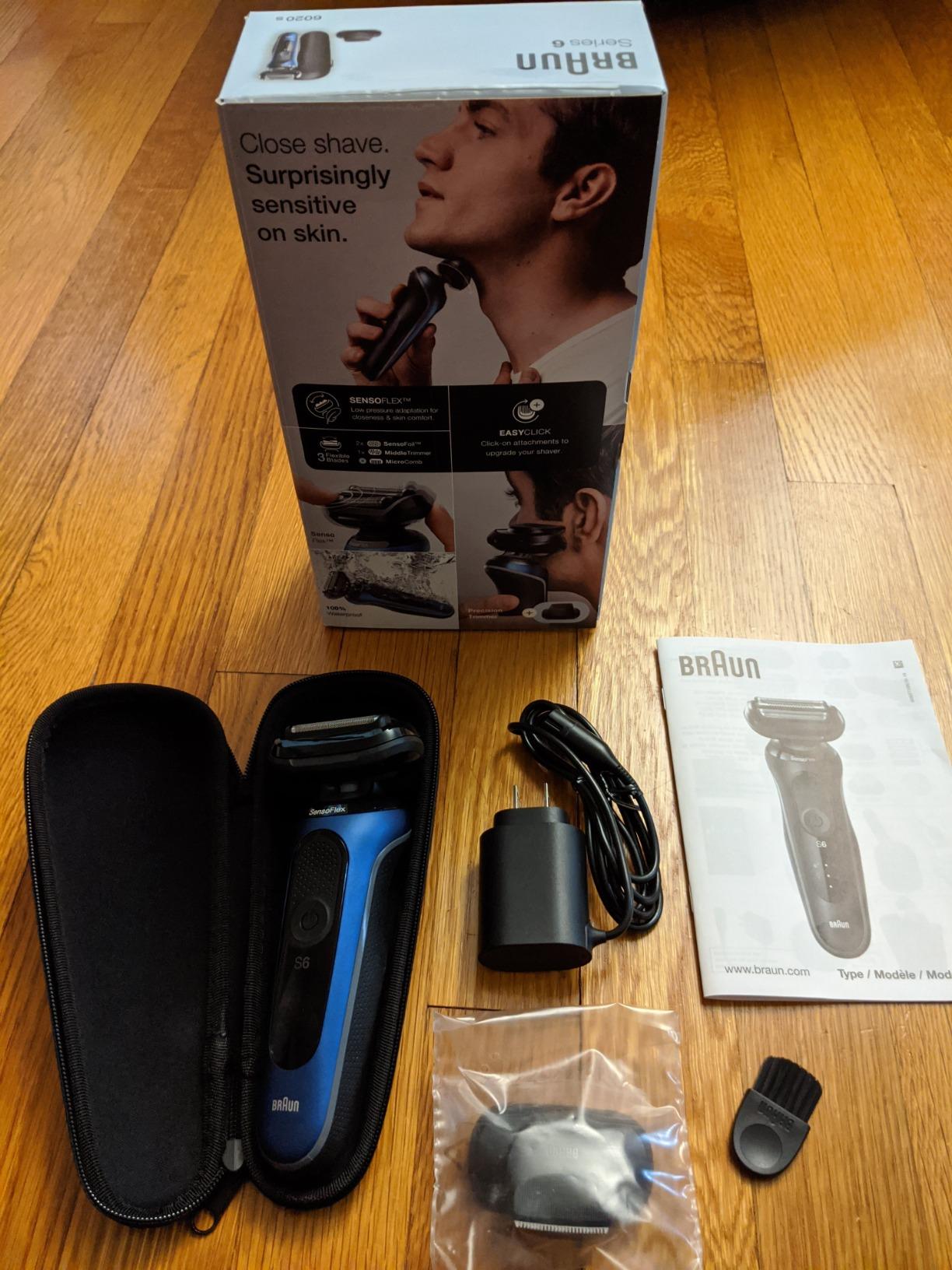 Braun Electric Shaver for Men, Series 6 6120s, Wet & Dry Shave, Turbo & Gentle Shaving Modes, with Precision Trimmer & Pouch, Blue customer photo 1