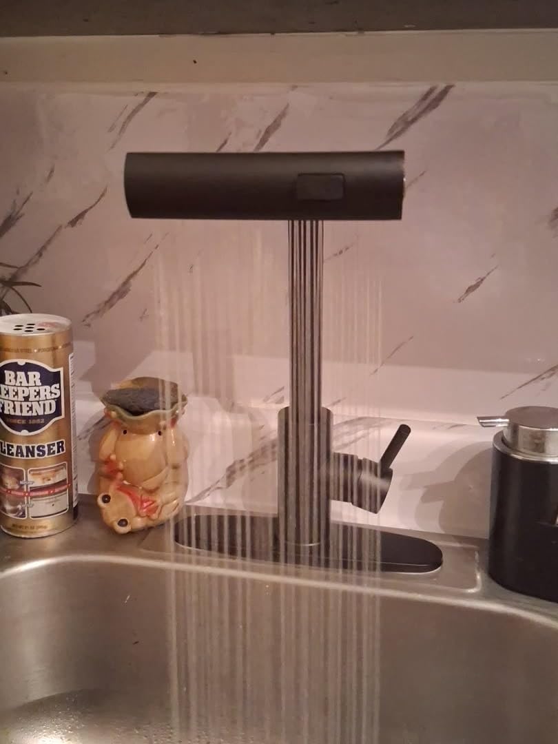 JOOM Black Waterfall Kitchen Faucet with Pull Down Sprayer & Soap Dispenser customer photo 2