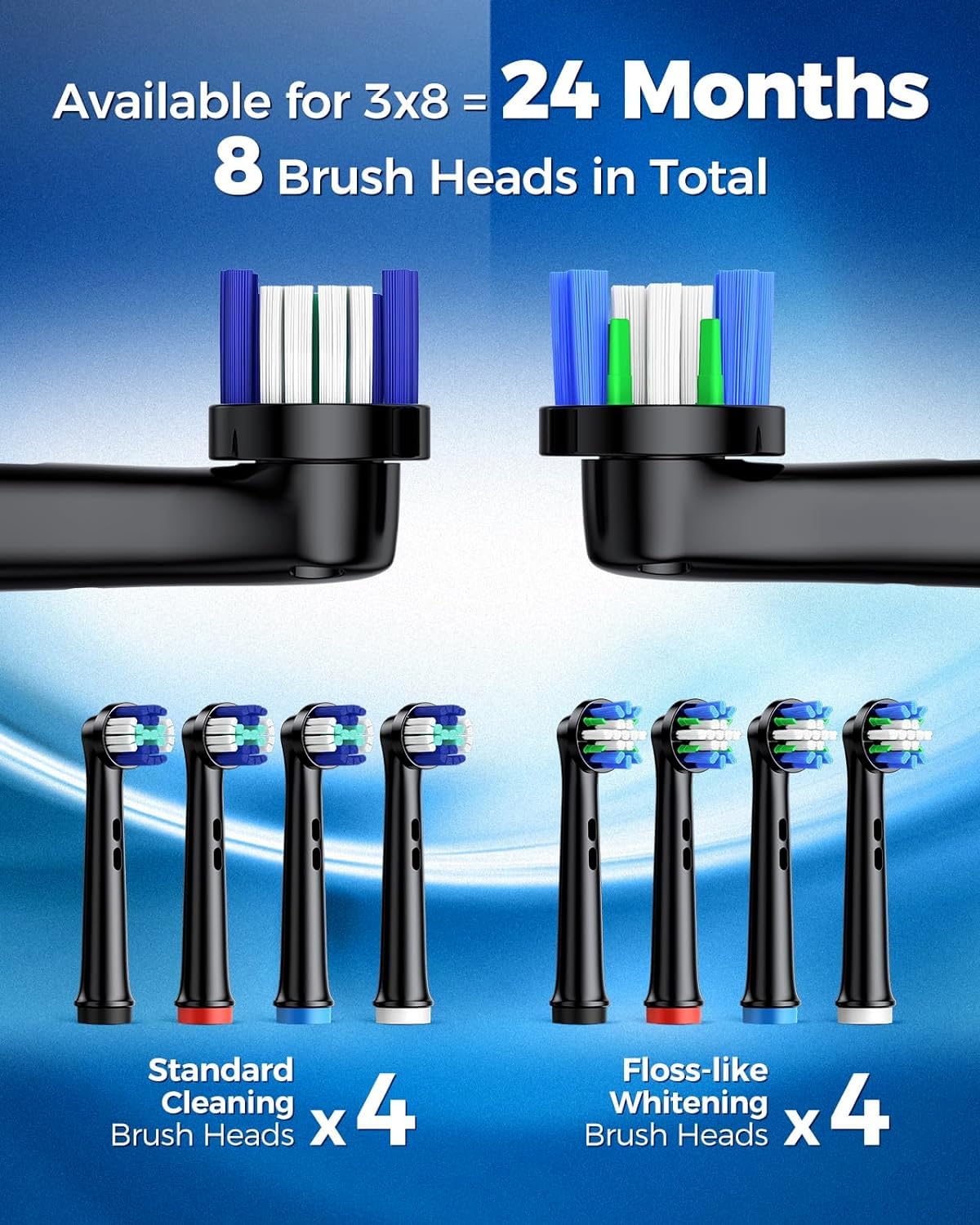 Rotating Electric Toothbrush for Adults, 8 Heads 2 Types, 4 Modes, Black | Rotating Electric Toothbrush for Adults, 8 Brush Heads (2 Types), 4 Modes Deep Clean Rechargeable, 2 Min Smart Timer Black customer photo 1