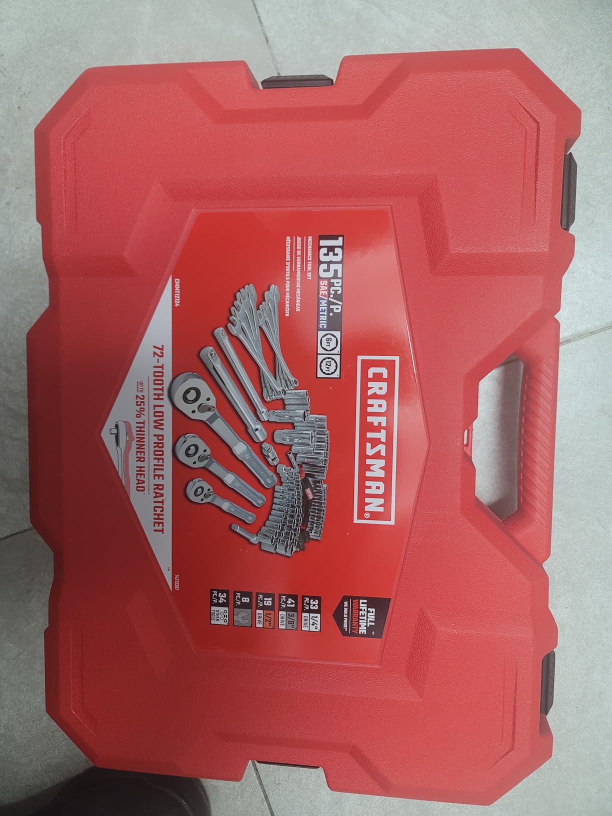 CRAFTSMAN Mechanic Tool Set 135 Pcs, 1/4, 1/2 and 3/8 Inch Drive SAE and Metric Socket Wrench Set with Case (CMMT12124) customer photo 1
