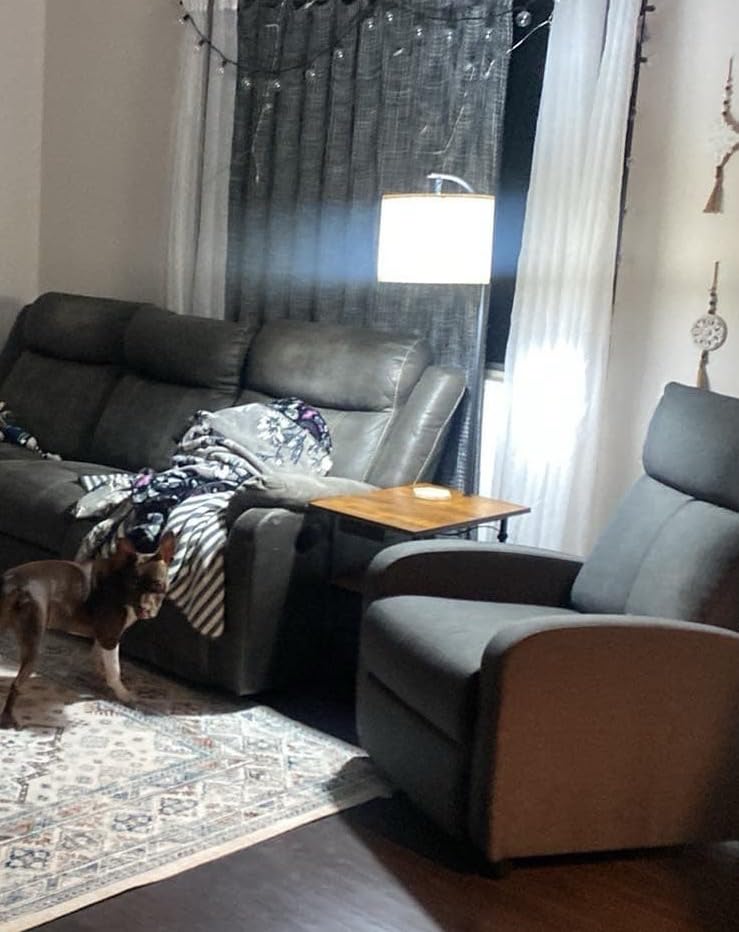 PESRAE Floor Lamp with Table & 2 Drawers, End Table with Lamp, Rustic Brown customer photo 1