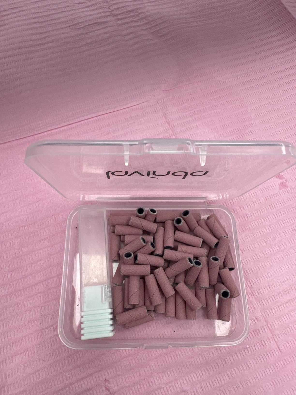 Lavinda Small Sanding Bands Nail Drill Bit, 80 Piece Extra Fine Sanding Bands for Nail Drill with 3.1mm Mandrel Bit for Acrylic Nails Gel Removing Shaping Polishing Nail Salon Use (240 Grit, Pink) customer photo 2