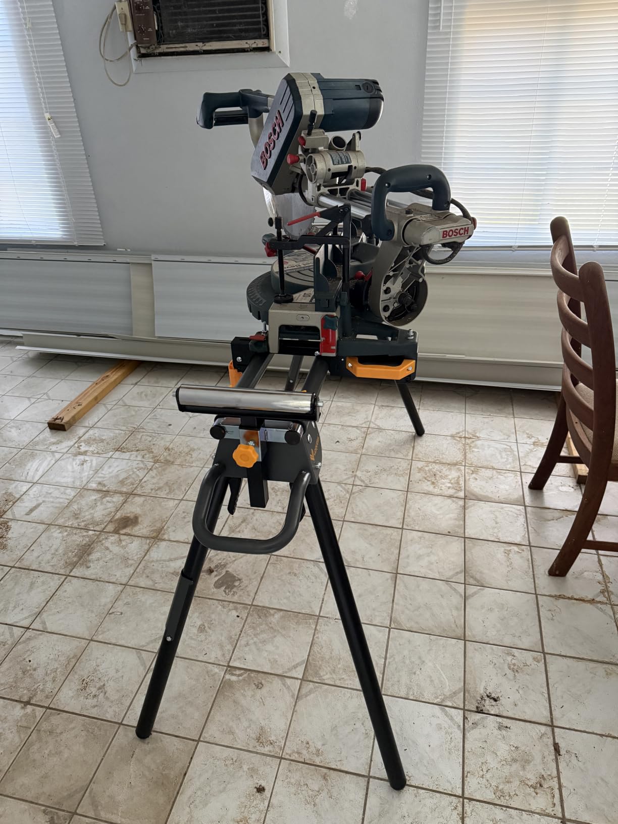 WORKESS Portable Miter Saw Stand with 6.75 in Wheels 330 lbs Load Capacity Heavy Duty Universal Mitre Saw Stand Tool Storage Trays WK-MS080 customer photo 1
